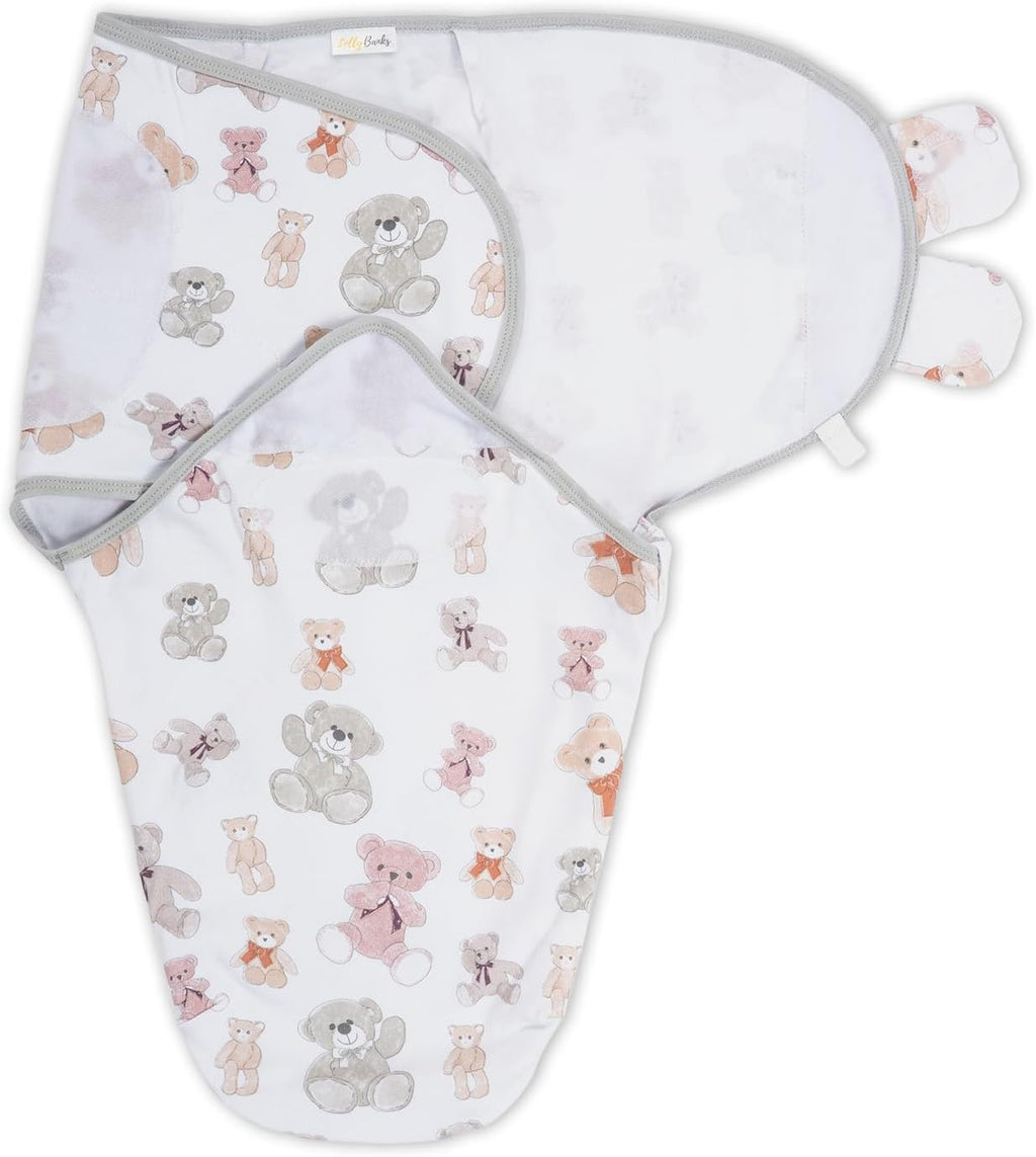 LollyBanks Baby Swaddles, 100% Organic Cotton Sleep Swaddle Sacks 0-3 Months, Newborn Swaddles with Easy Change Zipper, Swaddle Blanket Wrap, Baby Registry Must Haves (Teddy Bear Print)