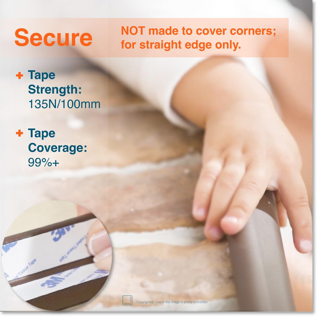 Roving Cove HeftyFit Edge Protector for Baby Proofing (6ft Large Edge Only), Heavy-Duty Soft Rubber Foam Furniture Edge Bumper Guards, Desk Edge Cushion, Wall Corner Covers, 3M Adhesive, Onyx Black