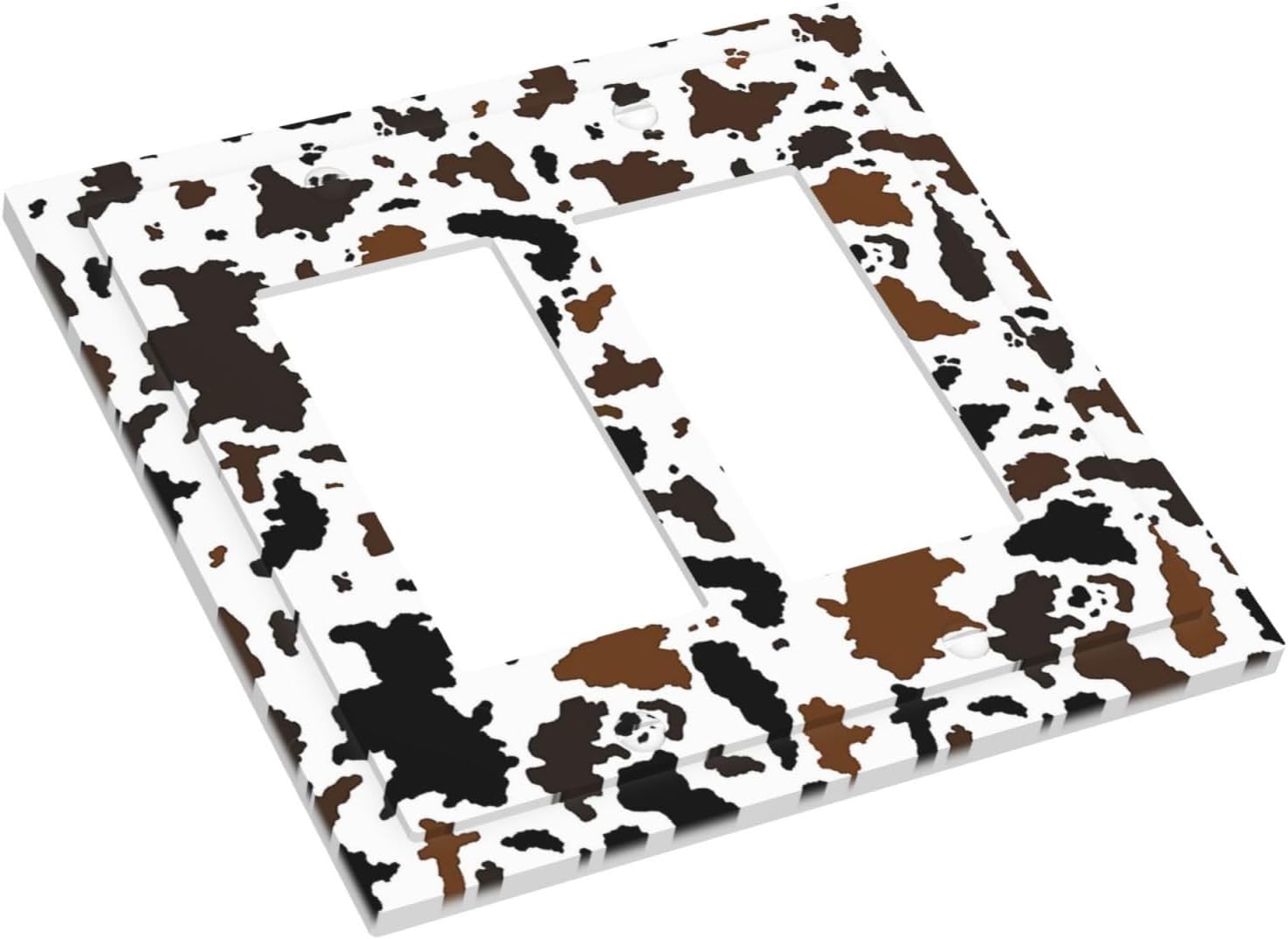 Decorative Outlet Covers Rustic Cowhide Highland Cow Milk Cow 2 Gang Double Gfci Rocker Electrical Wall Panels Light Switch Cover Plate For Farmhouse Home Decor