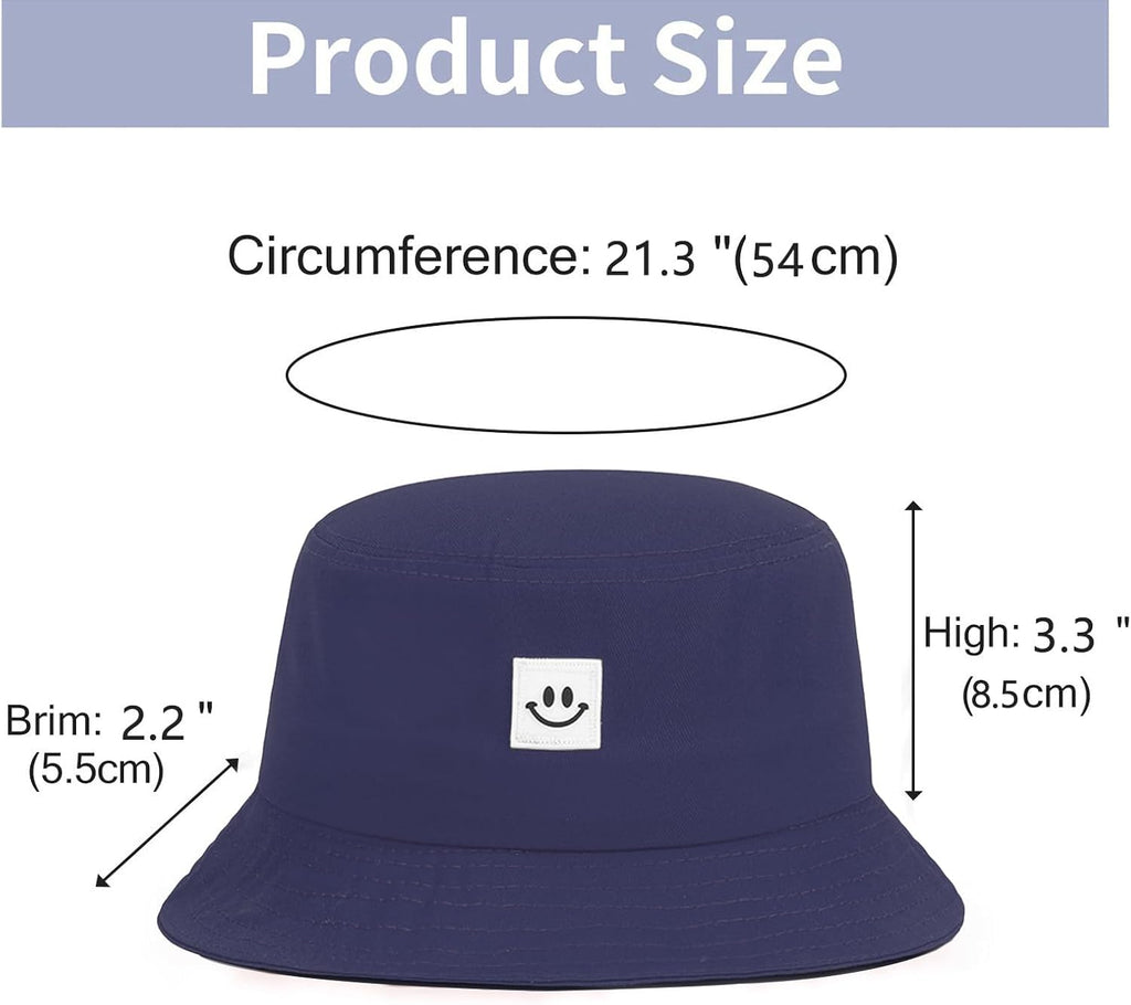 Kids Sun Hat Smile Face Bucket Hat for Girls Boys Summer Sun Protection Cotton Unisex Beach Cap