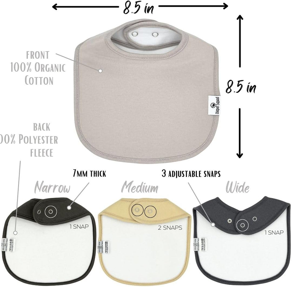 DiaperSquad's Baby Bibs for Drooling and Teething, Bibs for Boys, Baby Girl - Solid Cotton Baby Drool Bibs