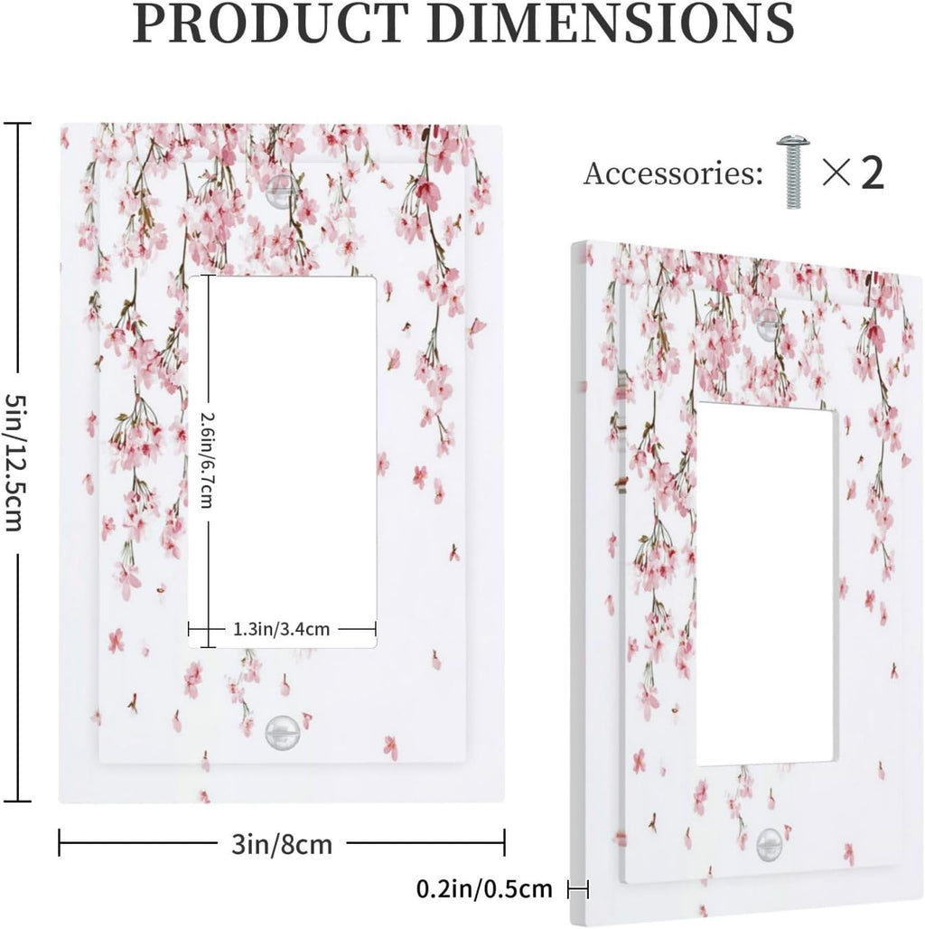 Decorative Outlet Covers Sakura Plant Floral Pink Flowers 1 Gang Single Rocker Light Switch Cover Plate Wall Plates Gfci Faceplate For Bed Room Living Room Decor