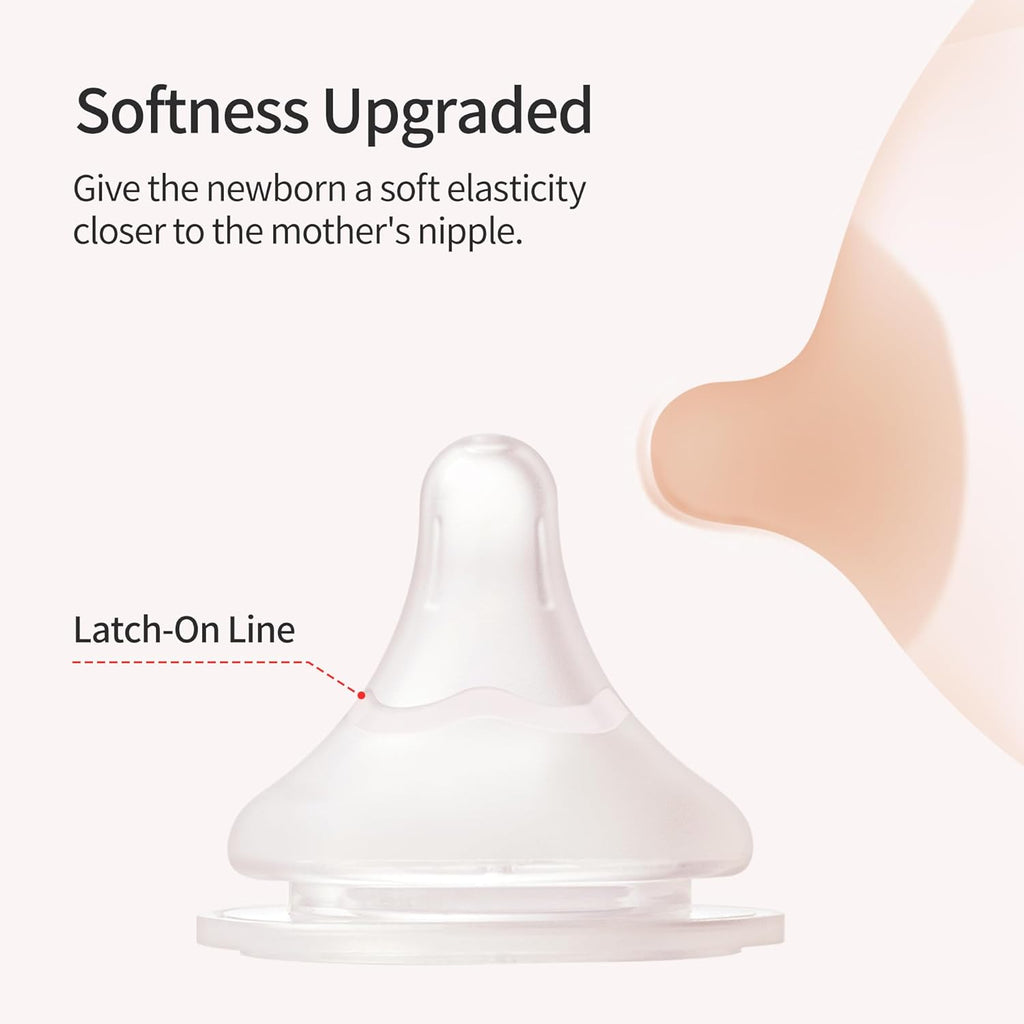 Pigeon Silicone Nipple (S) with Latch-On Line, Natural Feel, 1+ Months, 4 Counts