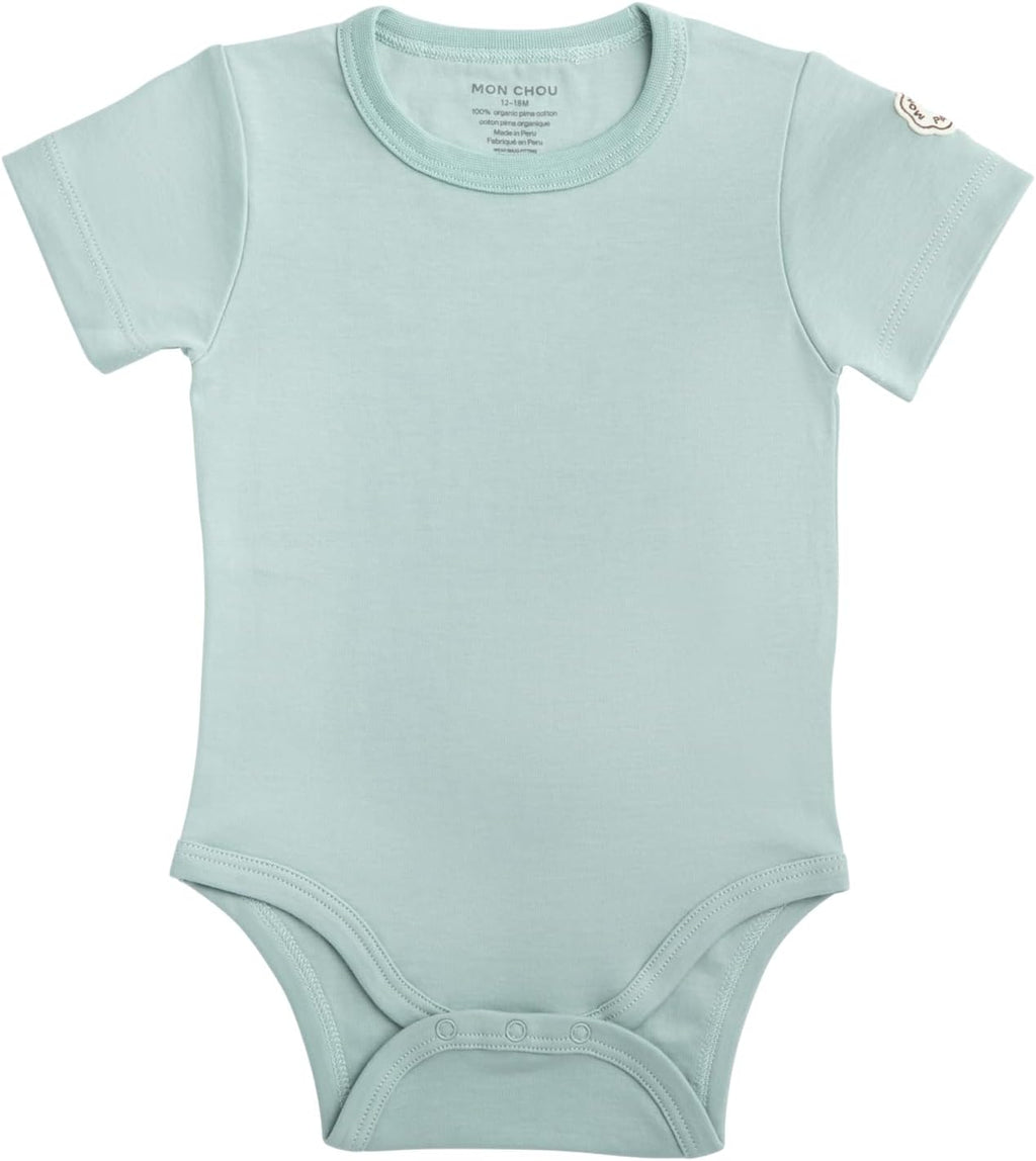 MON CHOU Premium Short Sleeve Bodysuit - Luxuriously Soft, 100% Pima Cotton Baby Bodysuit - Organic Cotton Baby Clothes