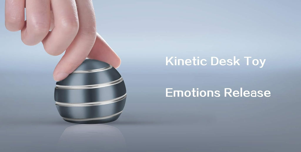 Kinetic Desk Toy with Full Body Visual Illusion Ball Decompression Ball Fidget Stress Anxiety Relieves Aluminium Decoration Ball for Adults (GRIS)