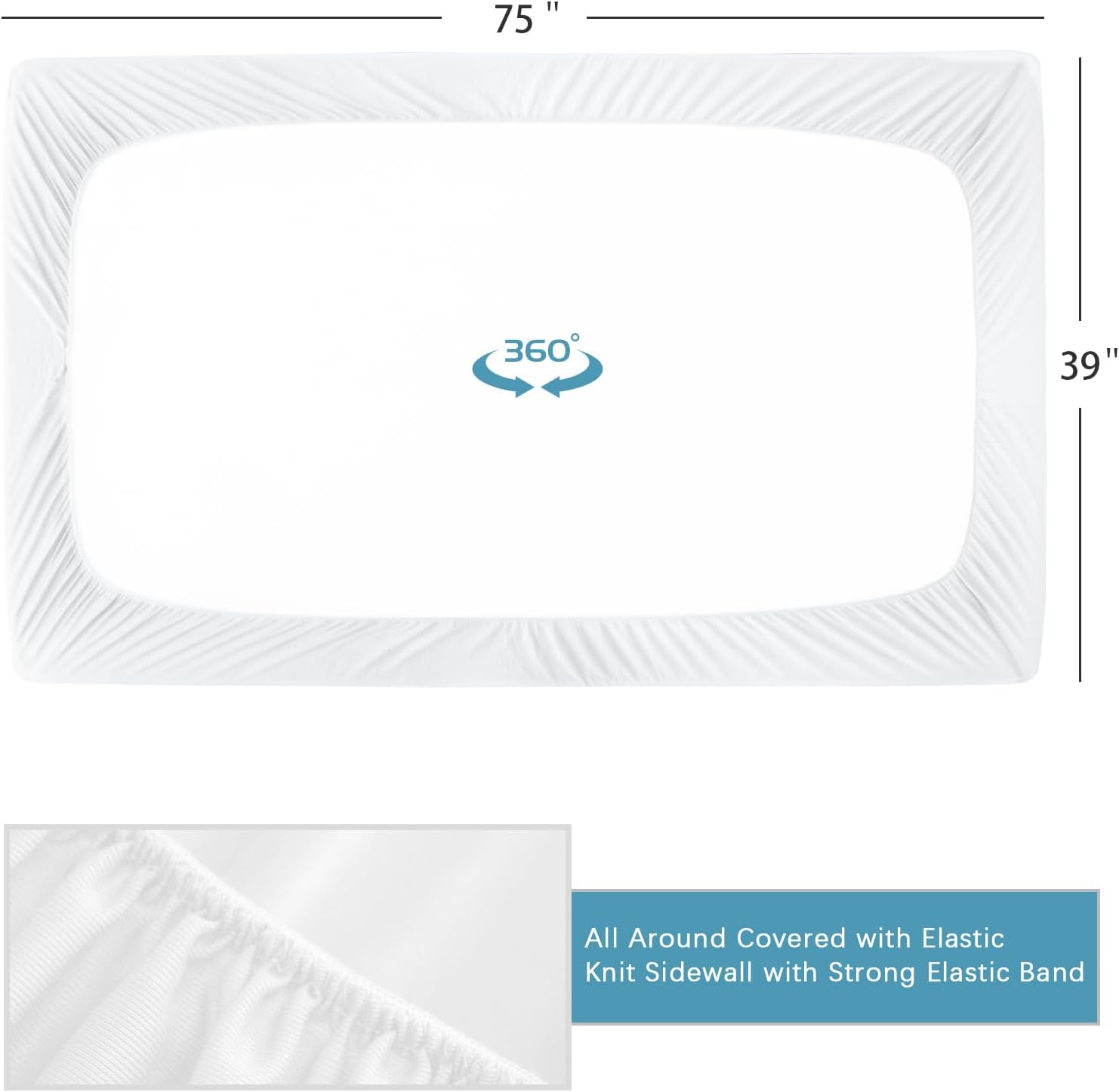 2 Pack Twin Mattress Protector Waterproof, Noiseless & Soft Coverage Mattress Fitted Sheet Twin with Deep Pocket up to 14", Super Breathable & Easy Wash Twin Size Mattress Protector