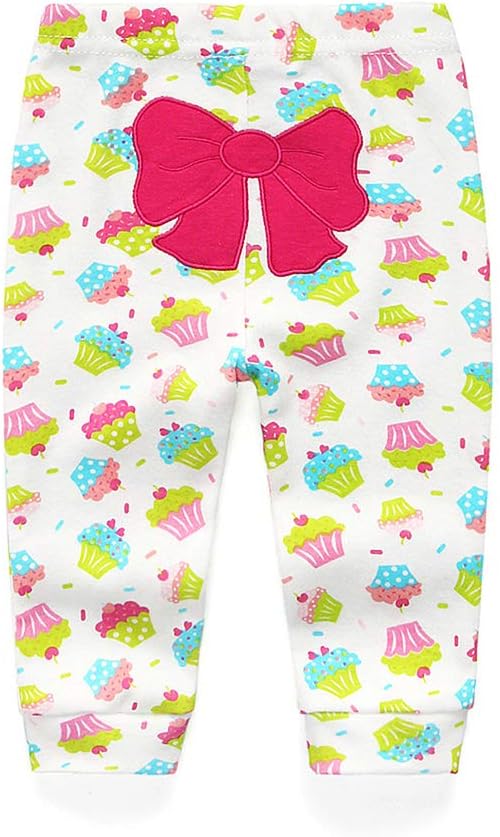 Unisex Newborn Baby Cotton 4-Pack Pants Embroidery Pringting Casual Leggings 0-24 Months for Boys and Girls