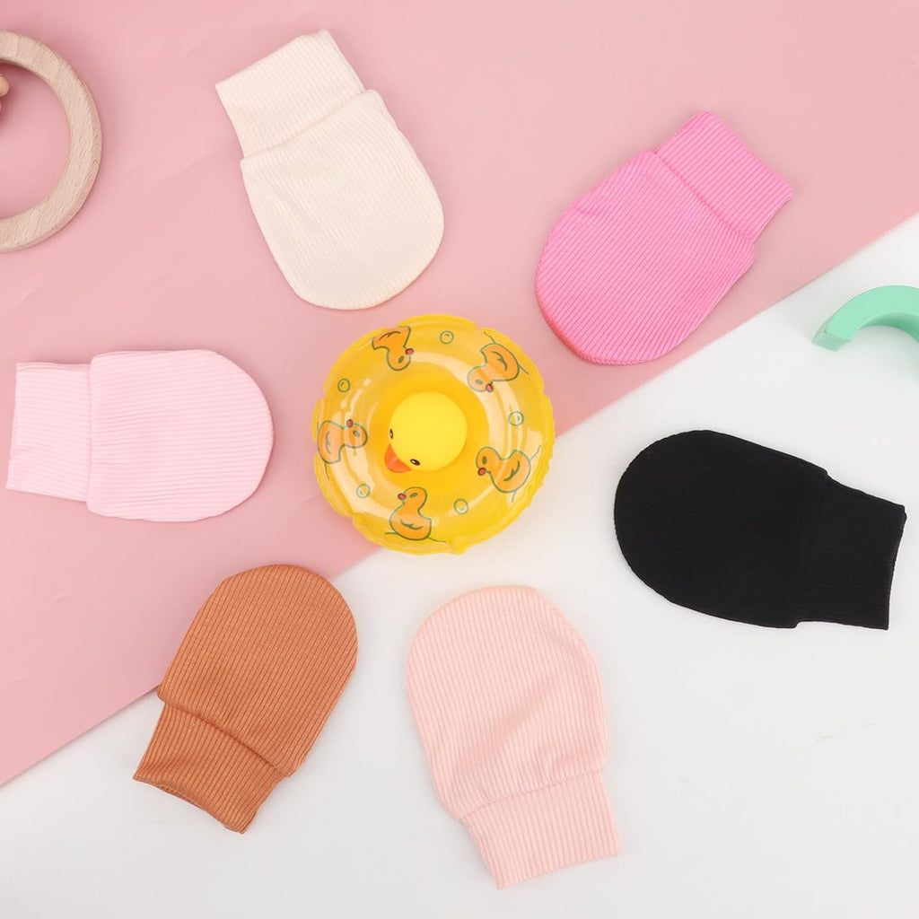 BQUBO 6 Pairs Newborn Baby Boys Girls Mittens 0-6 Months Unisex-Baby Infant Mittens Elastic No Scratch Wrist Gloves
