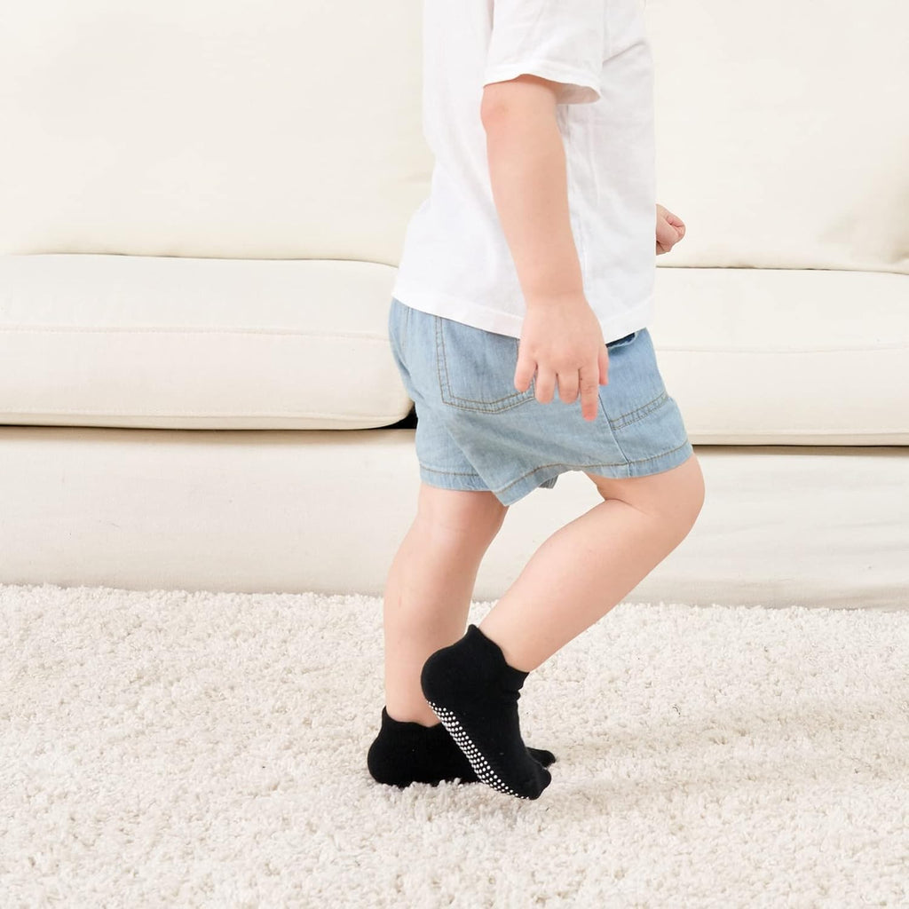 Zaples Baby Non Slip Grip Ankle Socks with Non Skid Soles for Infants Toddlers Kids Boys Girls