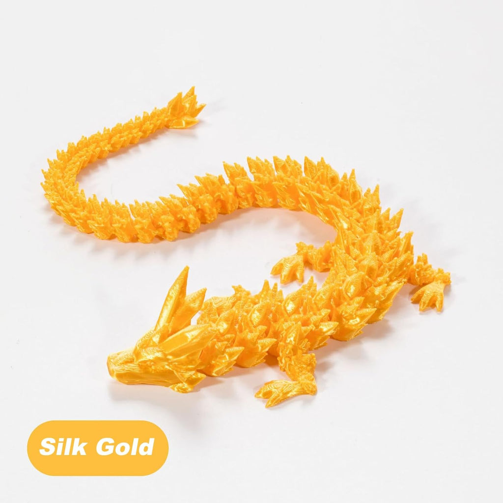 STONESTAR 3D Printed Dragon Fidget Toys, Full Articulated Dragon Crystal Dragon in Egg, Home Office Executive Desk Toys, 11" Dragon with 5" Egg (Silk Gold)