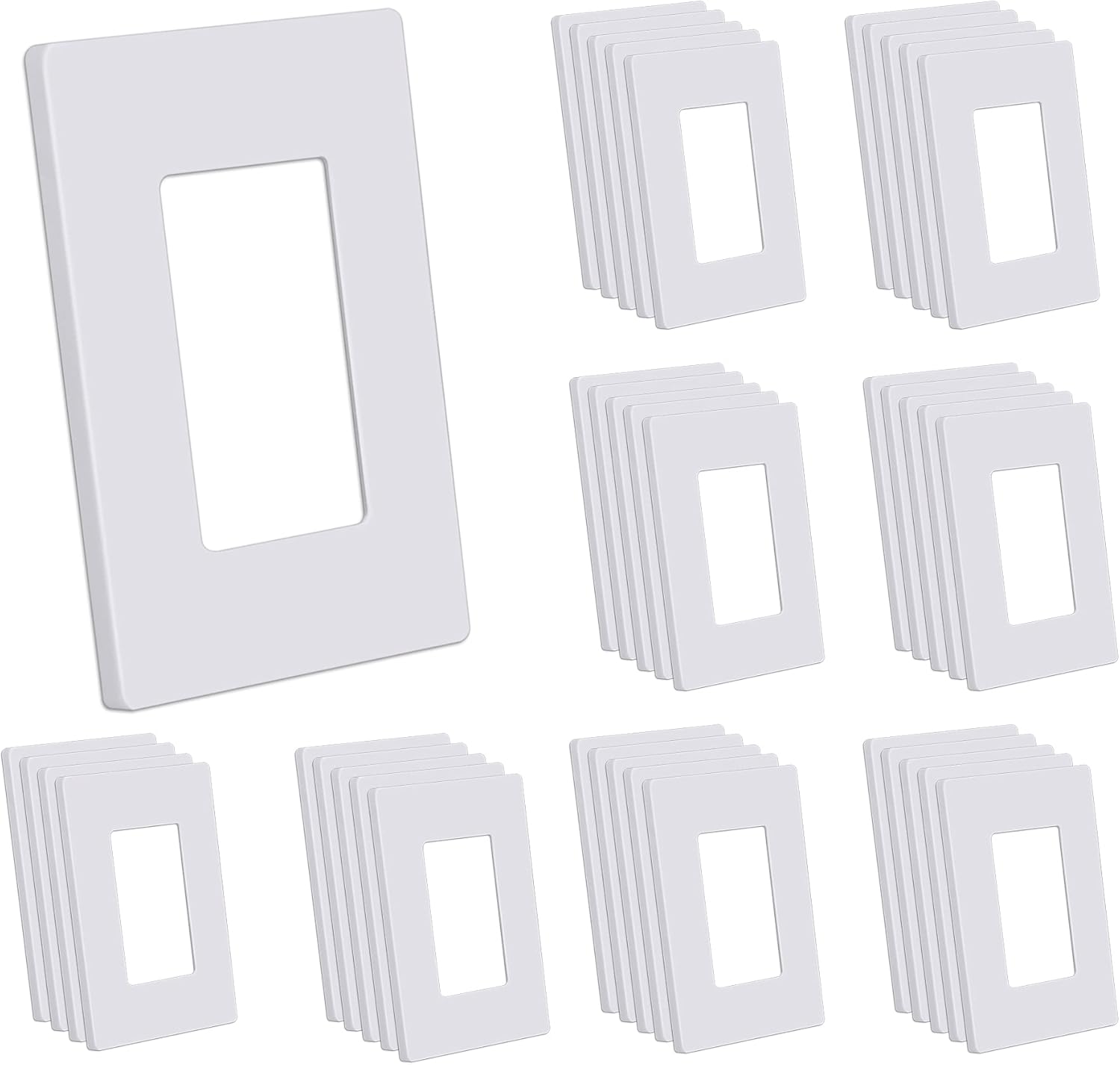 CML Screwless Wall Plates, 40 Pack Decorator Light Switch Covers, 1-Gang Decor Outlet Switch Plate, Standard Size 2.91”x4.68”, Impact Resistant, White