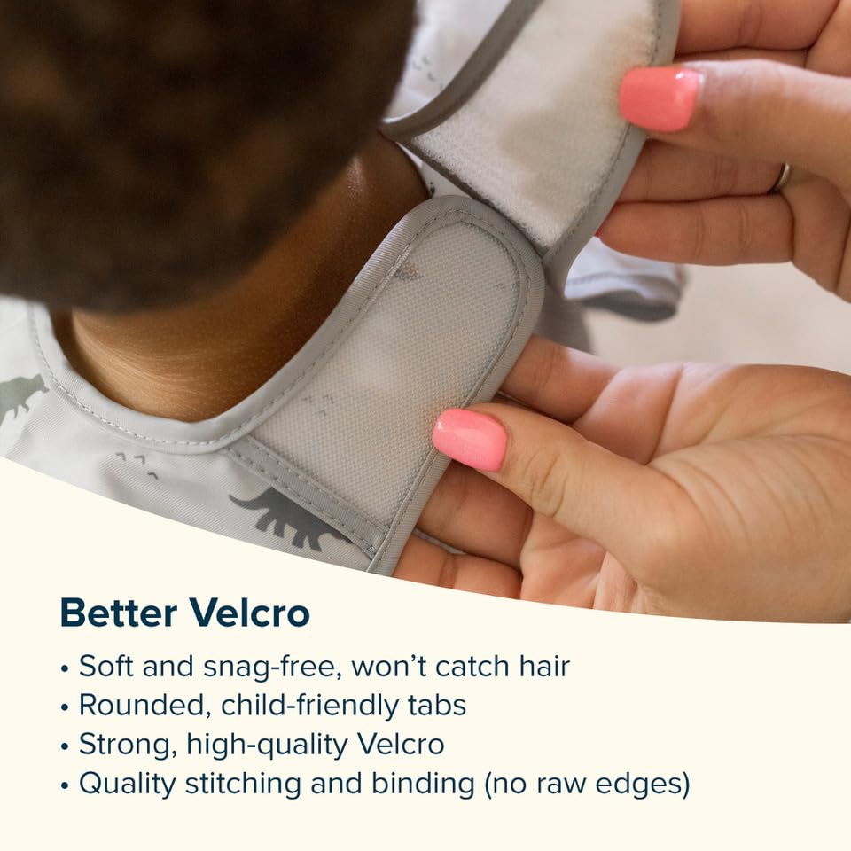 Tiny Twinkle Mess Proof Baby Bibs, 2pk Waterproof Smock Baby Bibs for Eating, Machine Washable Long Sleeve Bibs, Baby Led Weaning, Toddler Bibs, BLW Supplies (Taupe Lilac, Large 2-4 Years)