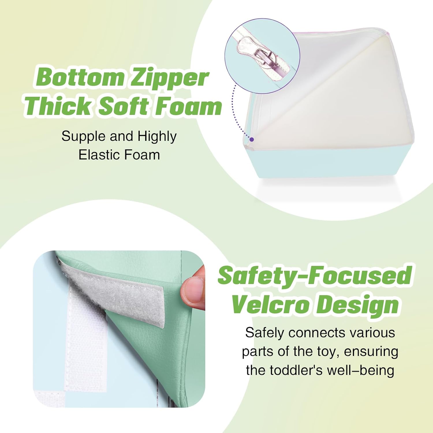 6-Piece Soft PU Leather Toddlers Climbing Toys, Baby Foam Climbing Blocks for Toddlers 3, Foam Play Gym Climbing Structures, Indoor Climb and Crawl Activity Play Set (Light Blue and Green)