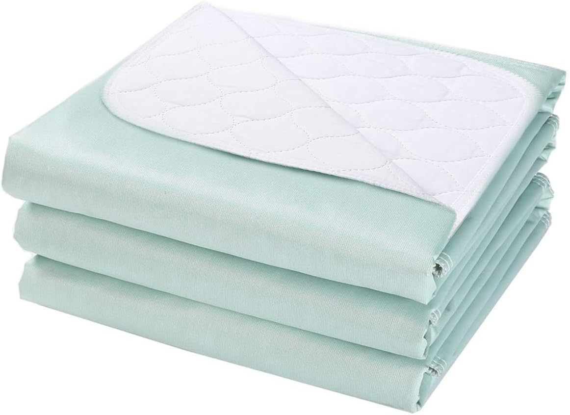 Washable Waterproof Incontinence Bed Pads - 34 x 36 Inch Reusable Underpad Sheet for Chair, Sofa and Mattress Protectors Pack of 3