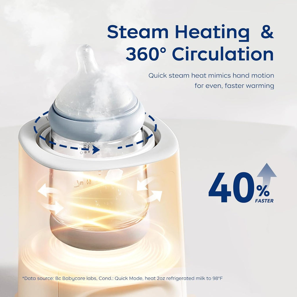 Bc Babycare Bottle Warmer,10-in-1 Fast Baby Milk Warmer with Smart Temperature Control, Rotating Heating, Bottle Warmers for All Bottles