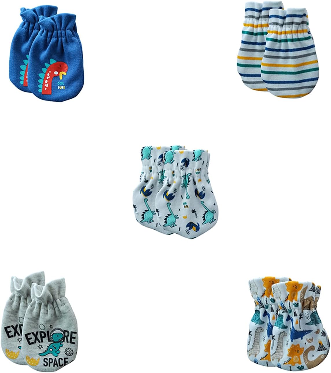 5 Pairs Baby Not Scratch Mittens 0-6 Months New Born Boy Girl Gloves Cute Infant Accessories