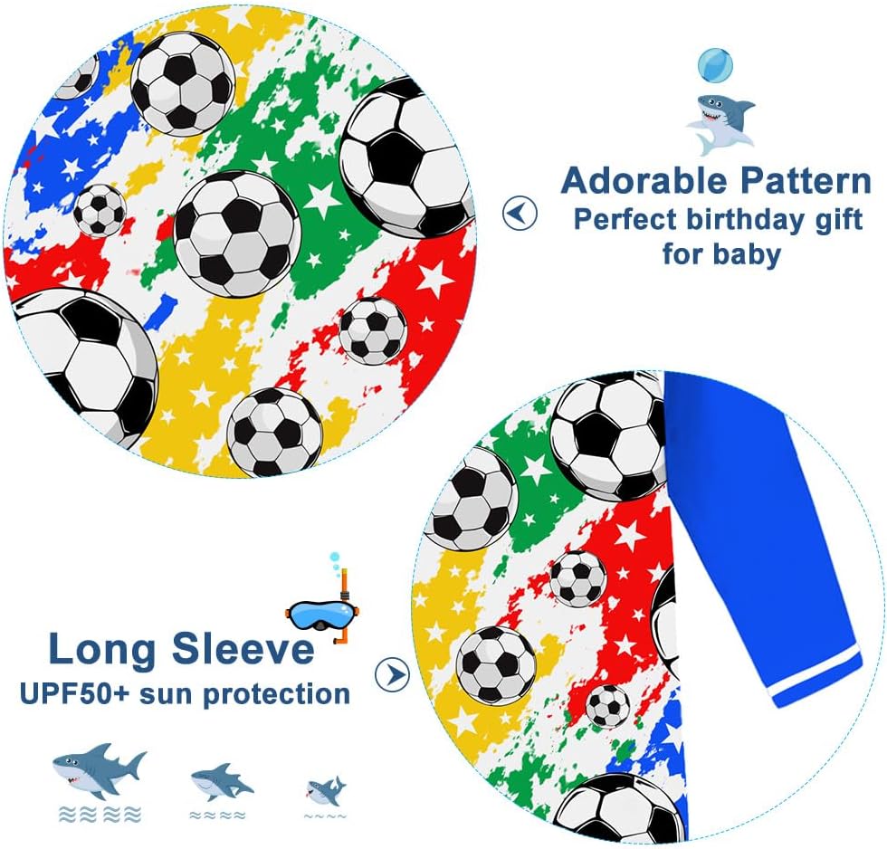 Funnycokid Baby Swimsuit Boy Toddler Bathing Suit Rash Guard UPF 50+ Swimwear 6 Months-4T