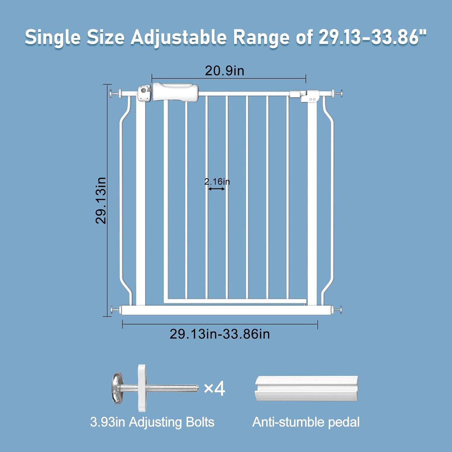 ALLAIBB Extra Wide Baby Gate Pressure Mount with Auto-Close, White Metal Safety Gate for Stairs & Doorways - Child Proof, Pet Barrier for Hallways, Kitchen, Living Room for 29.13-33.86 inch
