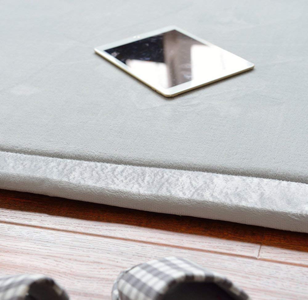 Loartee Coral Velvet Crawling Rug (6'8"x7'9", Gray) for Toddler Children Play Area Rug Yoga Mat Exercise Pad