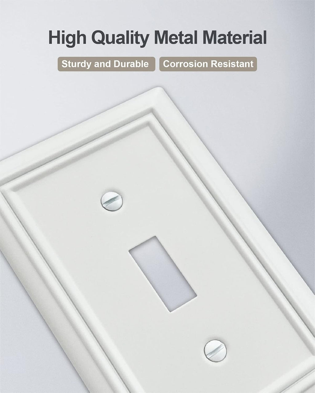 4-Pack Single Toggle Wall Plate, Metal Light Switch Cover, Decorative Off- White Switch Plate Cover, 3.15 * 4.88, Midsize