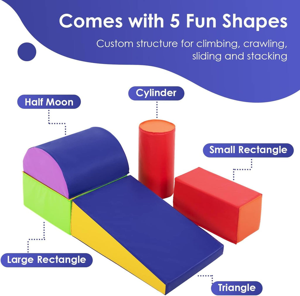 PayLessHere Climbing Toys for Toddlers 5 Piece Corner Foam Climbing Blocks Set with Soft Foam and Strong Structure for Babies 1-3 Crawling and Sliding Activity Play Indoor (CM, 5 Piece)