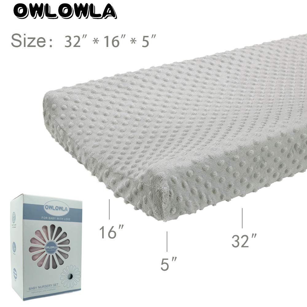 Owlowla Changing Pad Cover, Soft Minky Dots Changing Table Sheets for Baby Boy and Girl 2Pack (Grey/Pink)