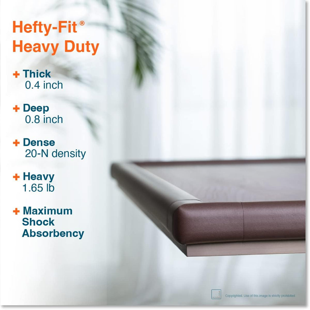 Roving Cove HeftyFit Edge Corner Protector Baby Proofing (Large 18ft Edge 8 Corners), Heavy-Duty, Soft NBR Rubber Foam, Furniture Fireplace Safety Bumper Guard, 3M Adhesive, Coffee Brown