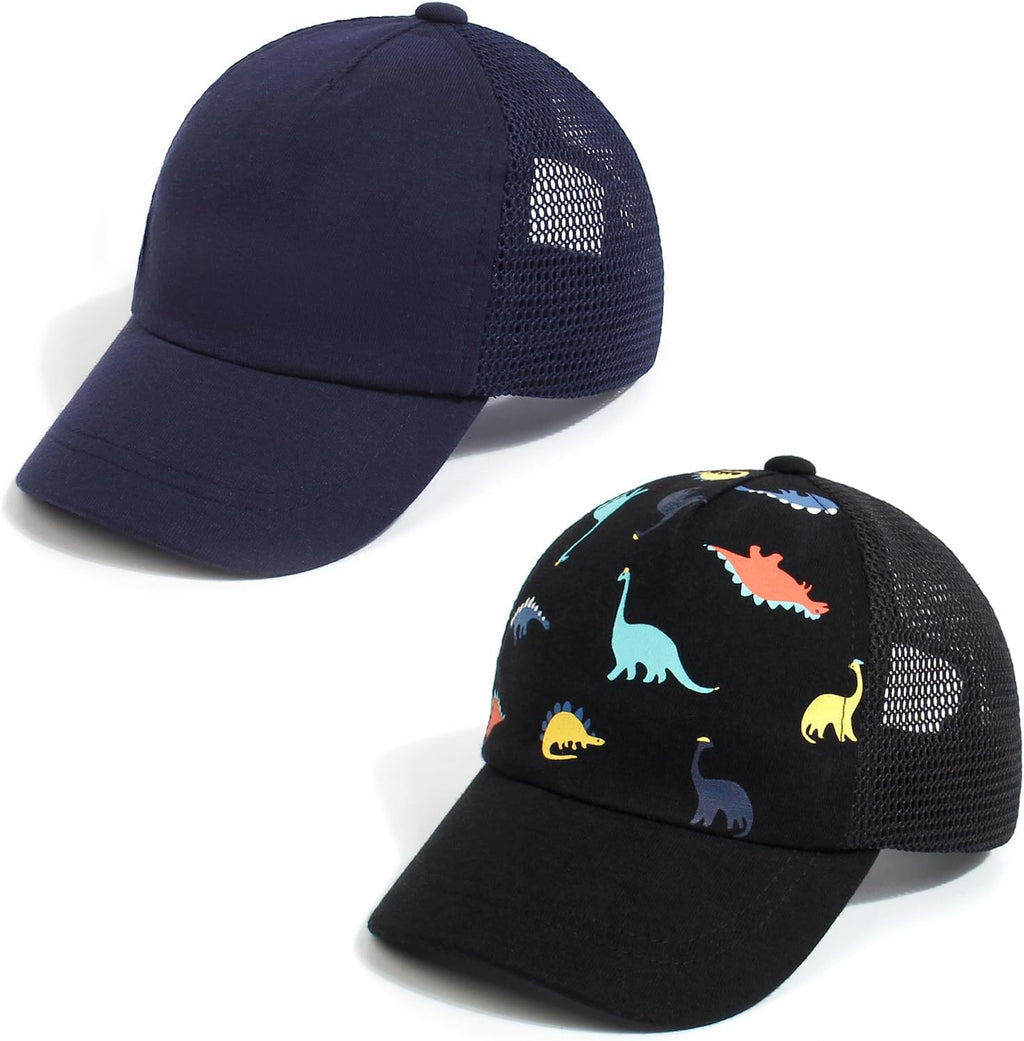 Duoyeree Toddler Baseball Cap Baby Cap Sun hat Print Dinosaur Pattern and Solid Color hat Kids boy Girl Age 0-8t