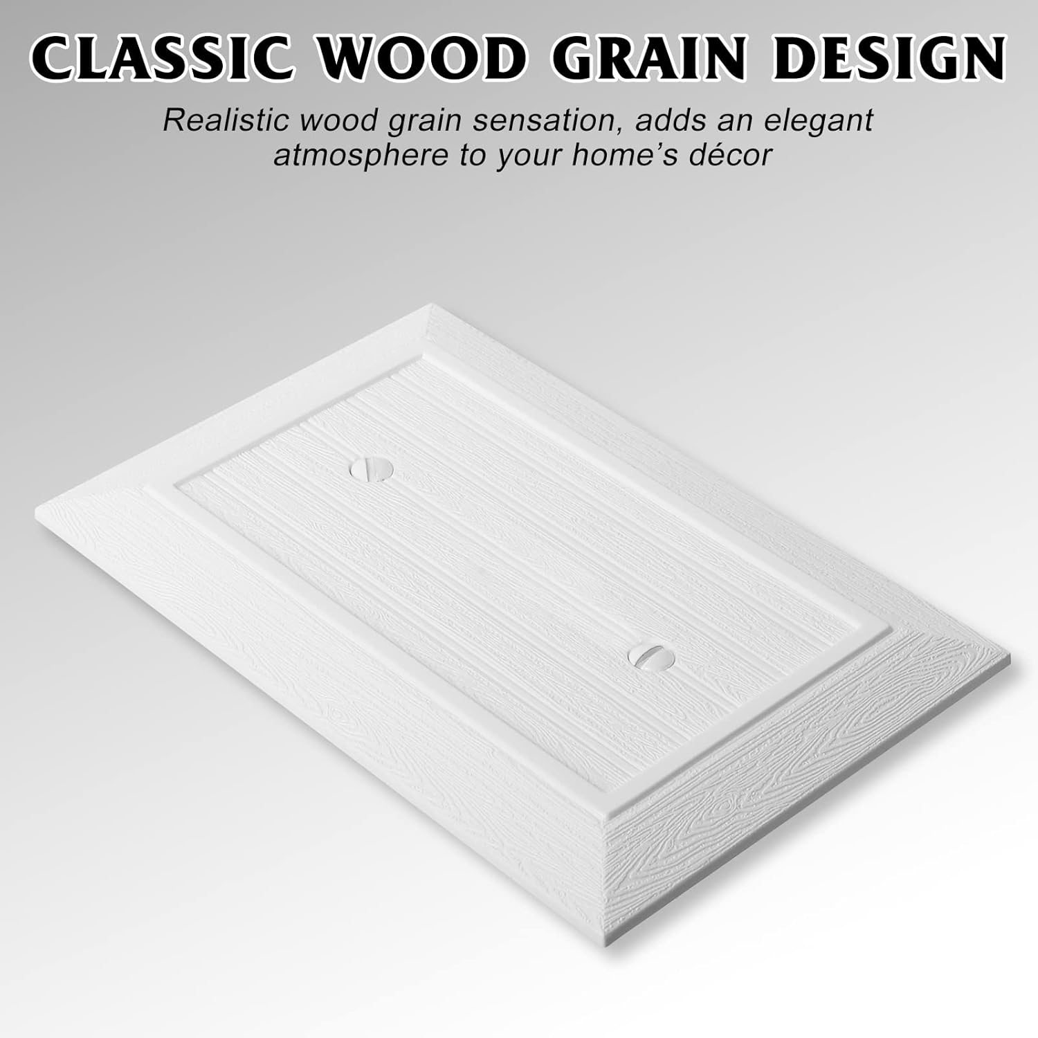 Modern Decorative Wall Plate Switch Plate Outlet Cover, Vintage Retro Wood Grain Design(Single Blank-4 Pack, White)