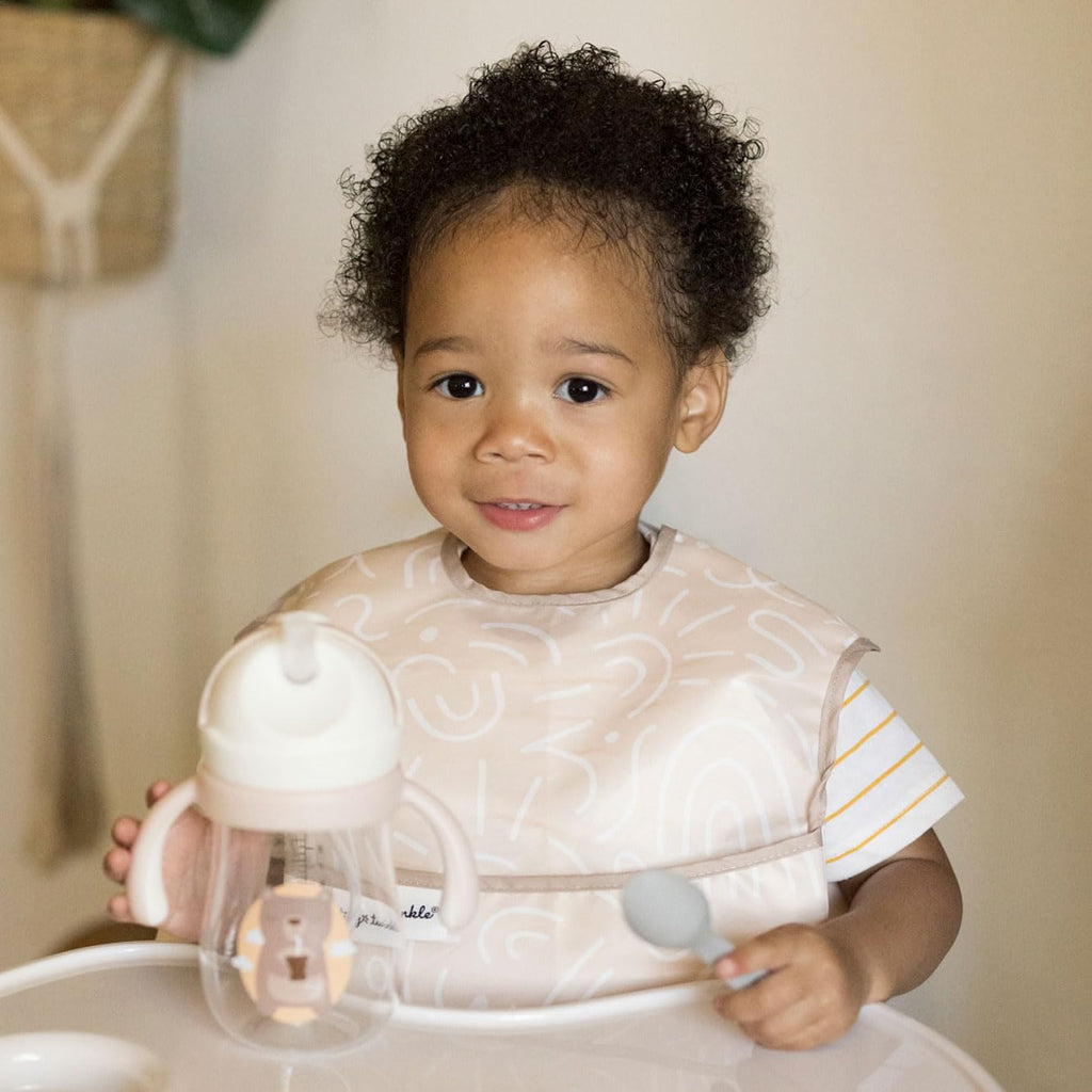 Tiny Twinkle Mess Proof Baby Bibs for Eating - Waterproof, Wipeable Bibs - Toddler Bibs - Travel Friendly - PFAS, PVC, BPA, Phthalate Free - Baby Food Bibs(3 Pack,Zen Garden)