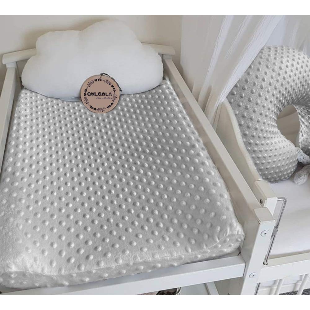 Owlowla Changing Pad Cover, Soft Minky Dots Changing Table Sheets for Baby Boy and Girl(Silver Gray)