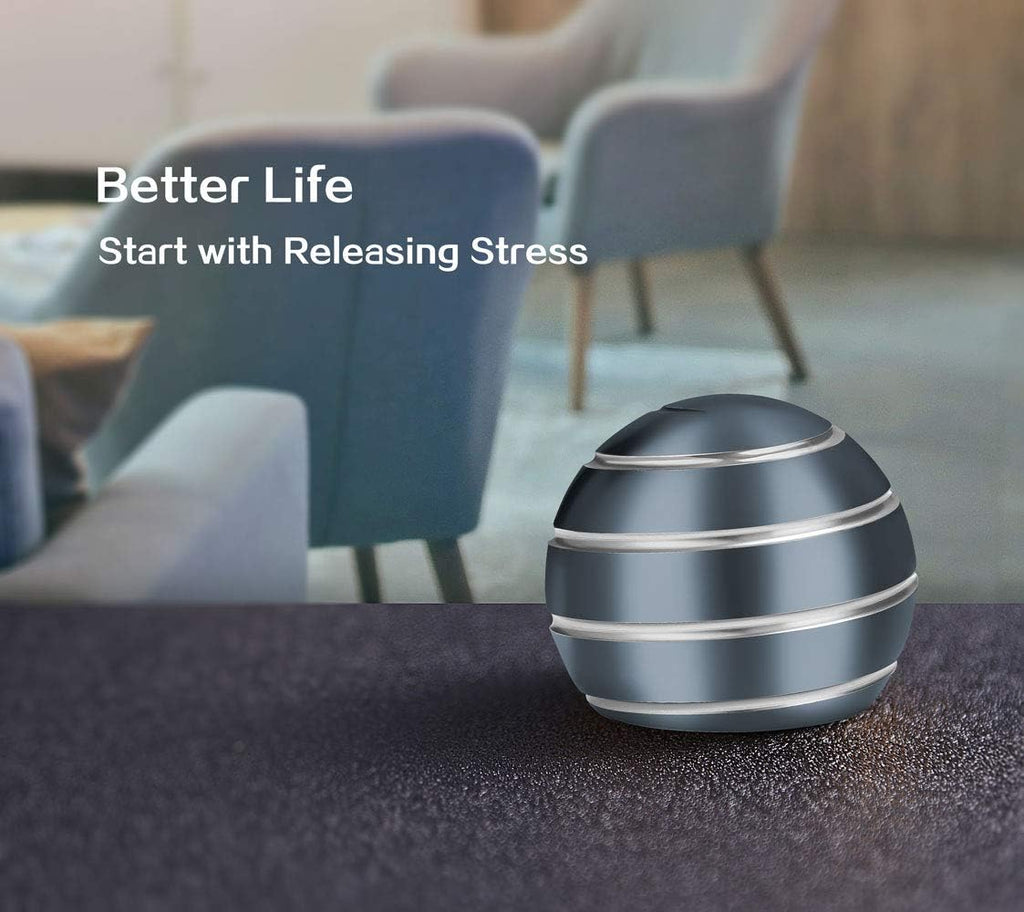 Kinetic Desk Toy with Full Body Visual Illusion Ball Decompression Ball Fidget Stress Anxiety Relieves Aluminium Decoration Ball for Adults (GRIS)