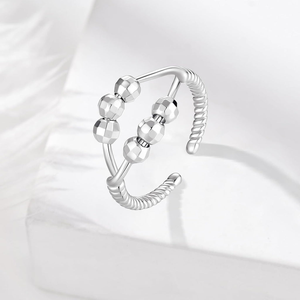 INFUSEU Funny Spinner Fidget Rings for Women Girls Anti Anxiety Stress Worry, Adjustable Size