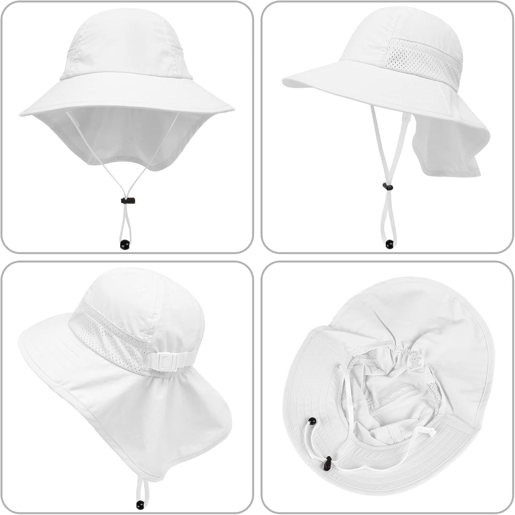 Toddler Baby Sun Hat Kids Summer UPF 50+ for Boys Girls Adjustable Beach Hats with Bucket Wide Brim Age 1-7 Years