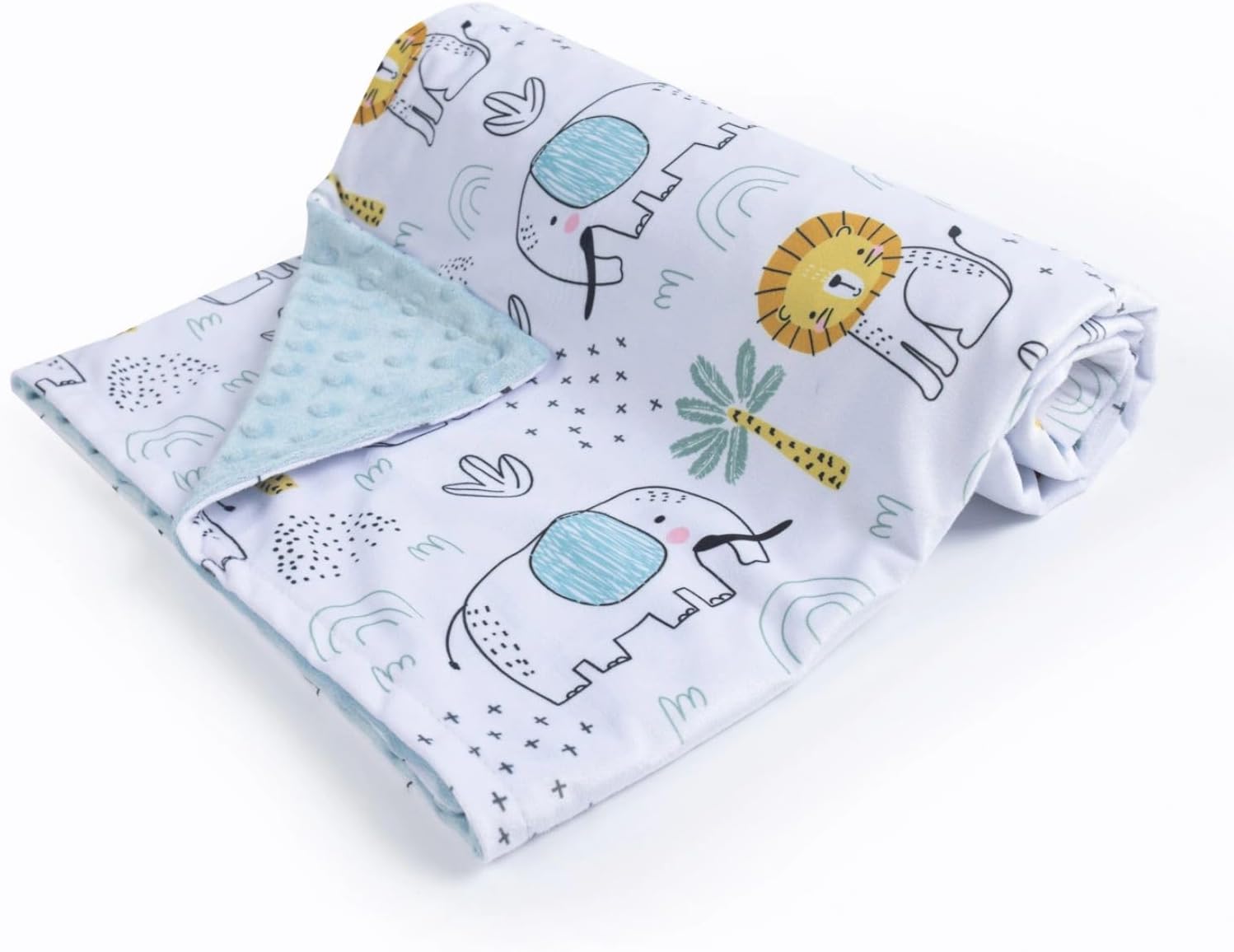 Baby Blanket for Boys Girls Soft Minky with Double Layer Dotted Backing, Cartoon Printed 30 x 40 Inch Receiving Blanket (Elephant)