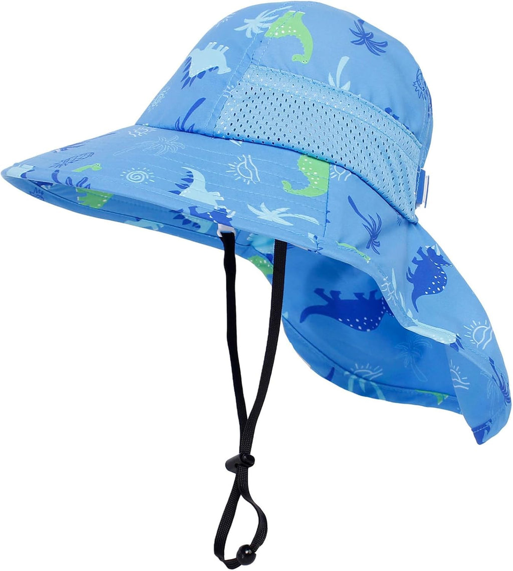 CHUNG Baby Sun Protection Hat Summer Toddler Adjustable UPF 50+ Wide Brim Neck Flap Beach Caps Boys Girls 1-12 Years Kids
