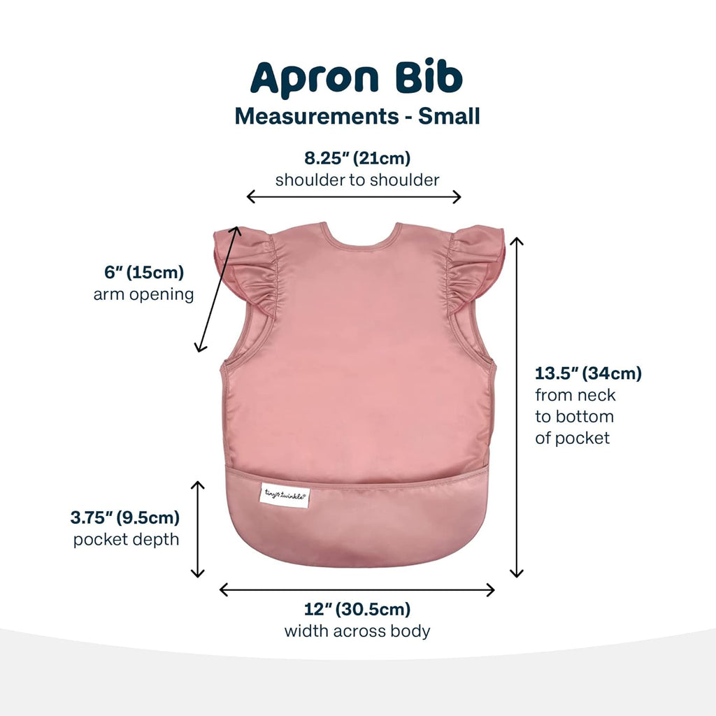 Tiny Twinkle Mess Proof Baby Bib - Waterproof & Lightweight Baby-Led Weaning Apron | 100% Recycled Polyester, Easy Clean & Machine Washable (Taupe, Small 6-24 Months)