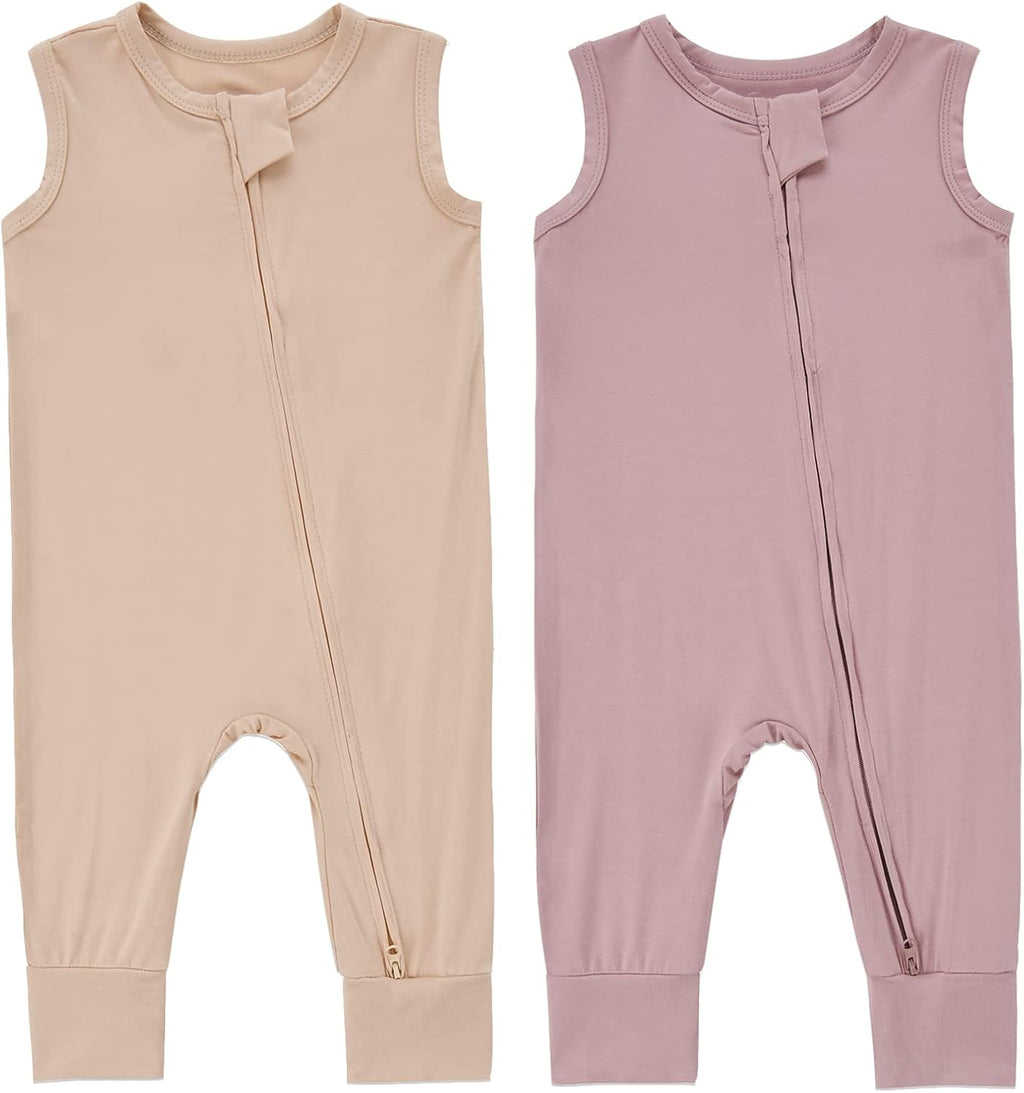 Baby Sleeveless Romper Zipper Toddler Summer Jumpsuit Rayon Outfits Infant Footless Pajamas 0-24m