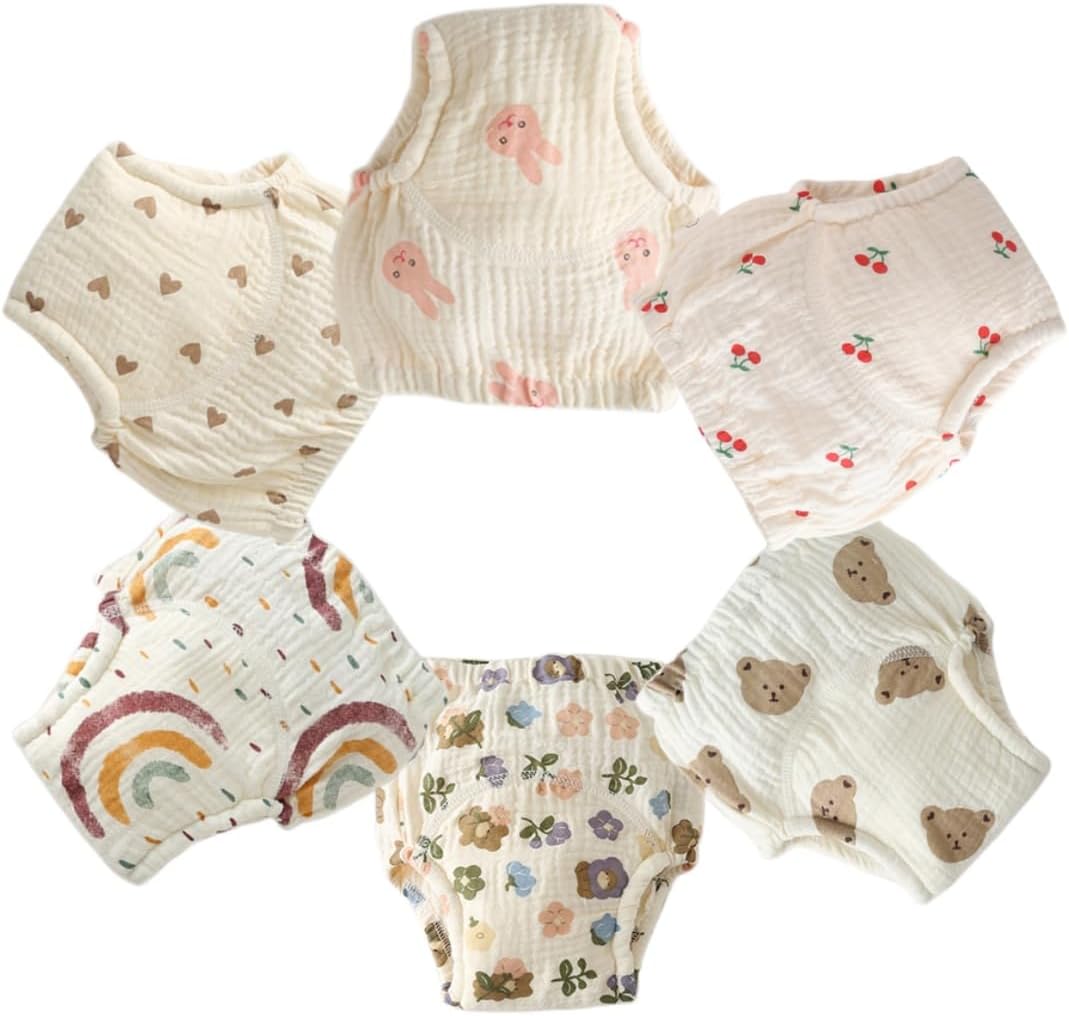 Baby Training Underpants,Soft Cotton Absorbent Potty Training Underwear For Baby Boys And Girls 6 Pack