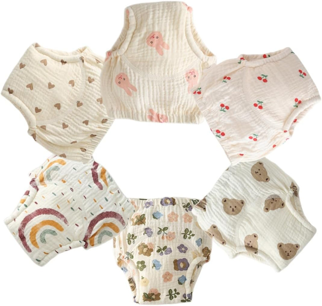 Baby Training Underpants,Soft Cotton Absorbent Potty Training Underwear For Baby Boys And Girls 6 Pack