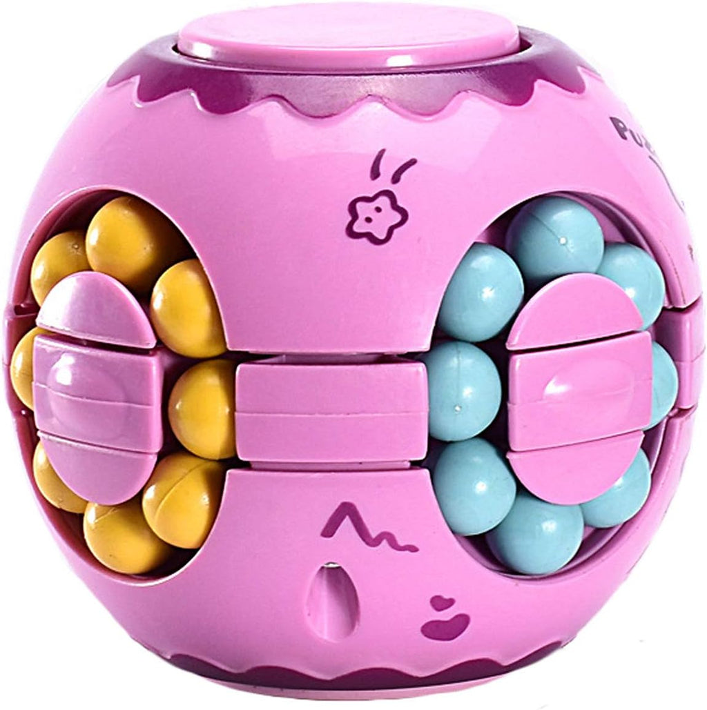 Rotating Magic Bean Cube Spinner Fidget Toy,Stress Relief Fidget Puzzles for Adults Kids,Anxiety Relief Learning & Education Toys,Puzzle Toys for Unisex-Children(Pink)
