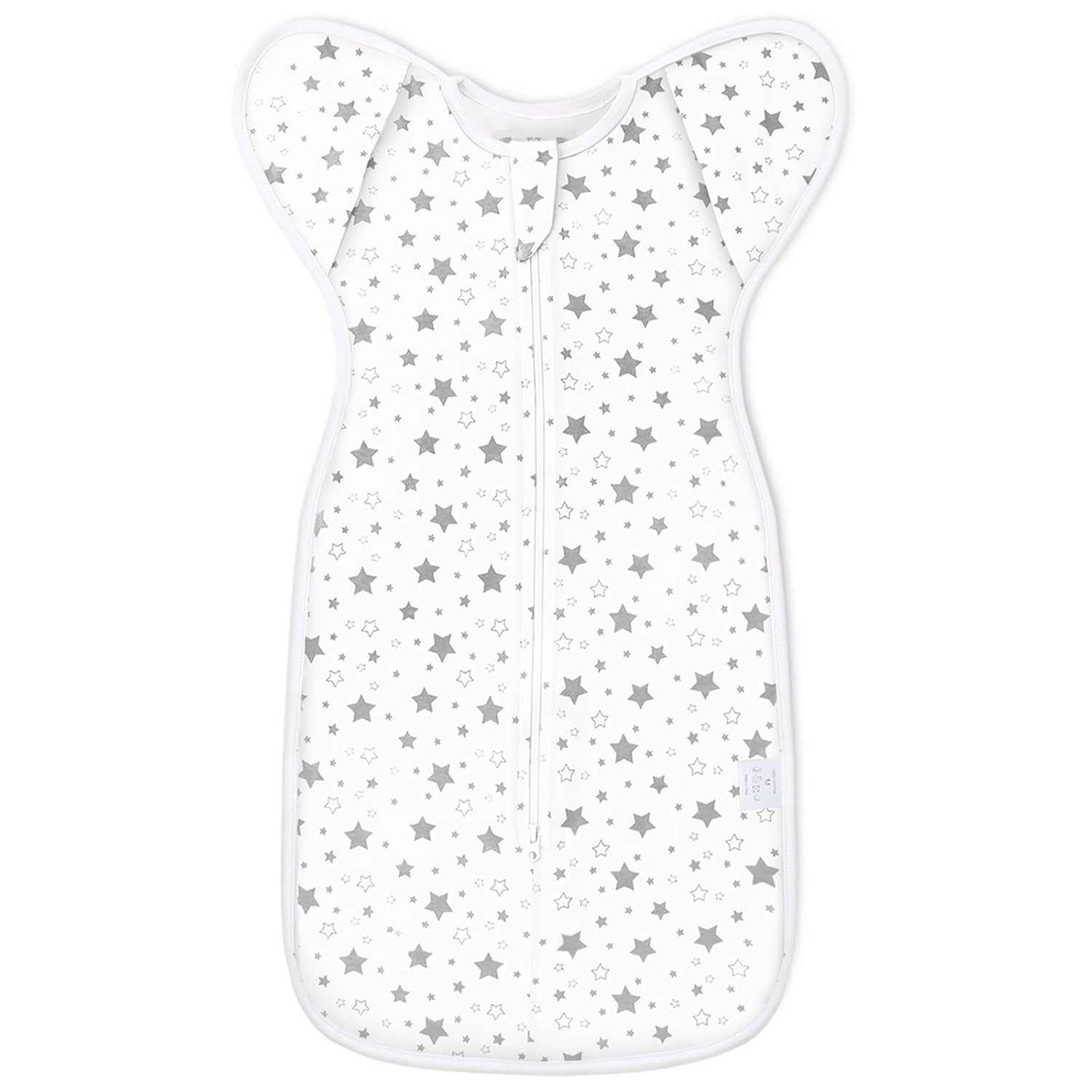Baby Swaddle 3-6 Months - Arms Up Transitional Swaddles, Transition Swaddle Sack with Removable Cuffs & 2-Way Zipper, Gray Stars Design, Breathable Cotton Newborn Sleep Sacks