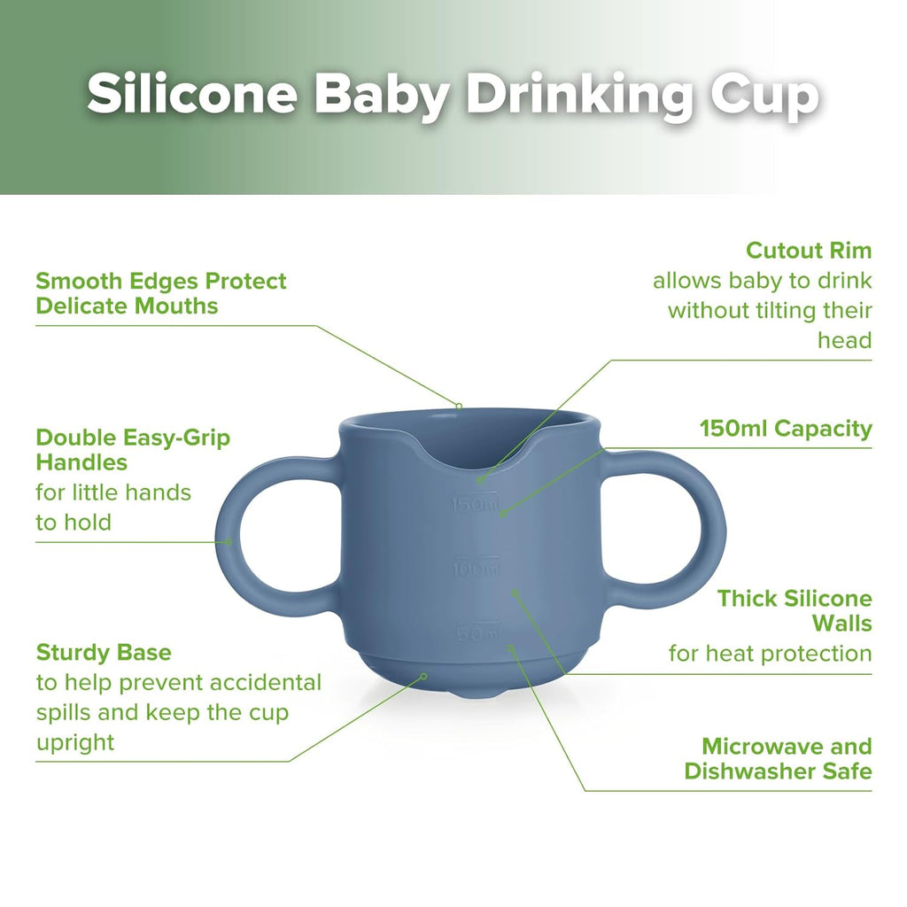 haakaa Silicone Toddler Cups, BPA Free Drop-Proof Training Cups for Baby 6 Months+, 5 Ounce (Bluestone)