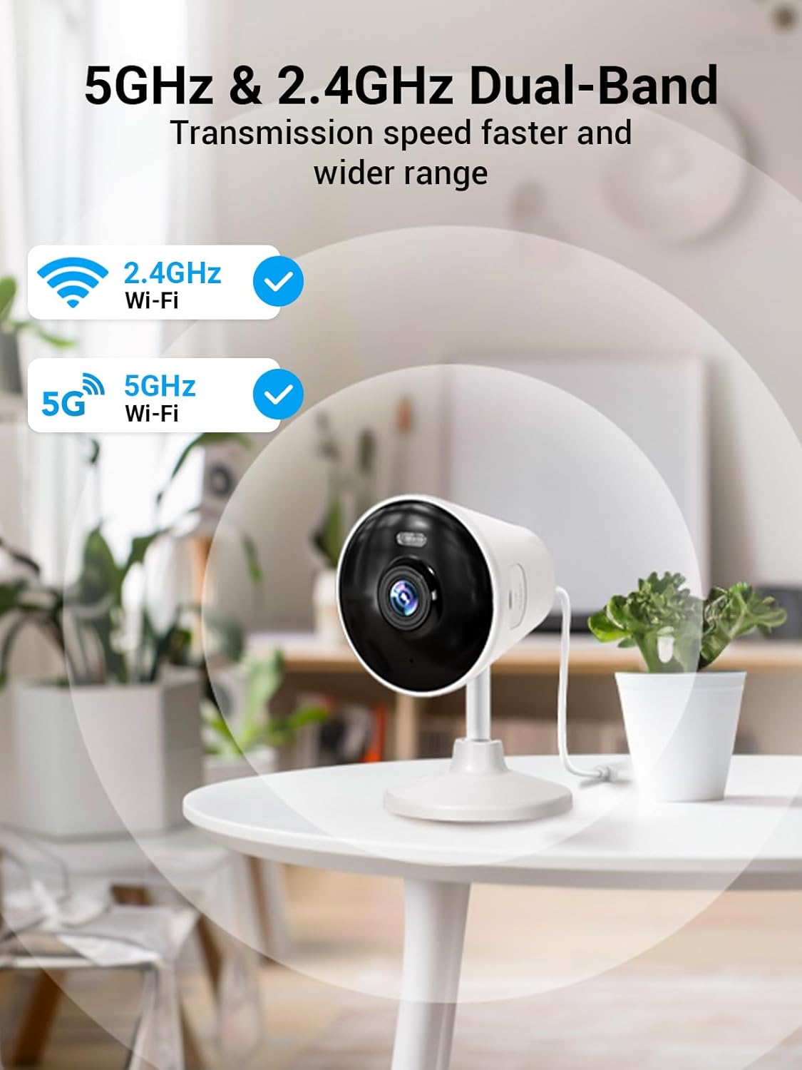 Security Camera Indoor Outdoor, 5G & 2.4G WiFi Cameras for Home, Baby/Elder/Nanny/Dog/Pet Camera with Phone App, Spotlight, Color Night Vision, 2-Way Audio, 24/7, SD/Cloud Storage, Works with Alexa