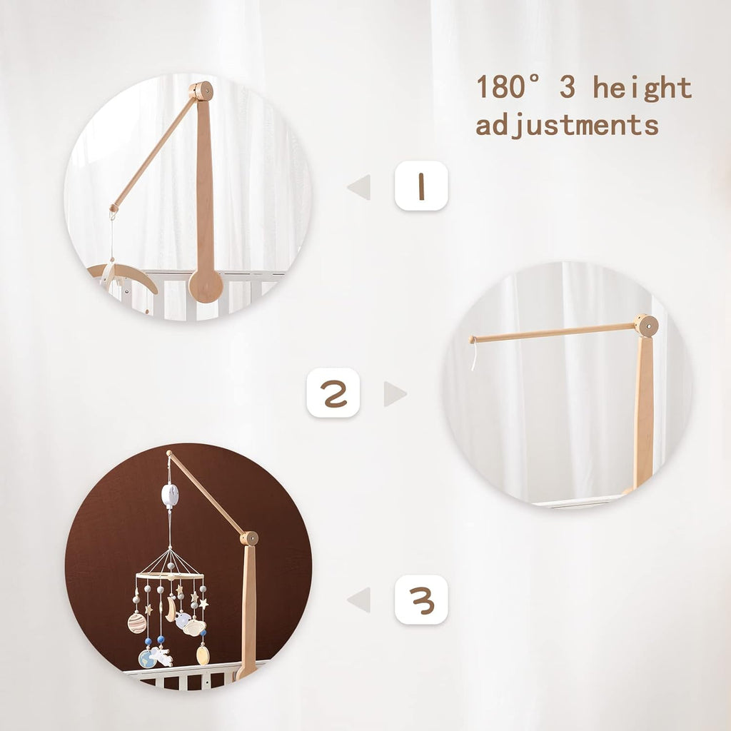 Baby Crib Mobile Arm,HBM Wooden Mobile Arm for Crib Mobile Hanger for Crib Baby Girl Nursery Decor