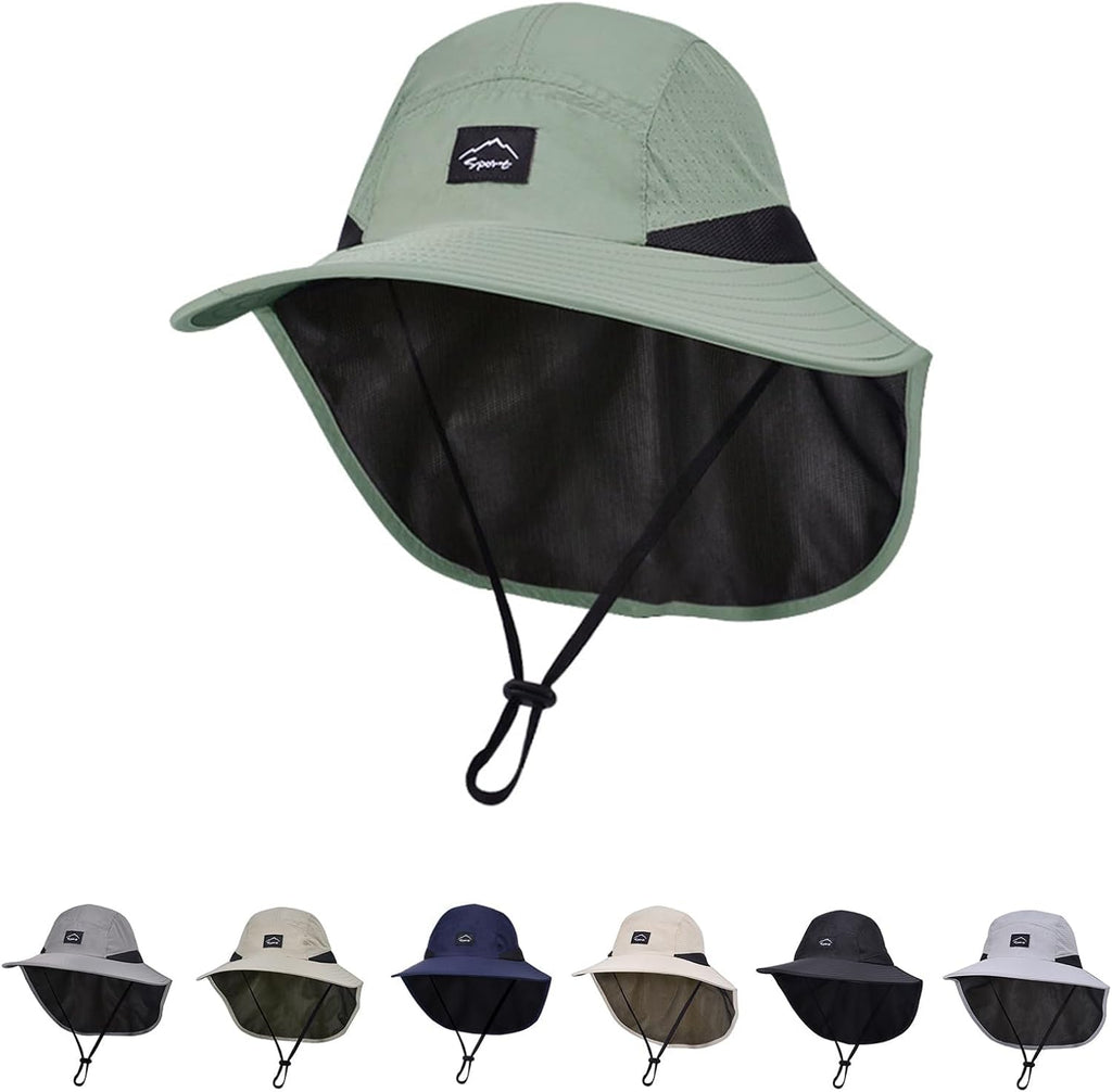 Outdoor Kids Sun Hat with Neck Flap UPF 50+ Quick Dry Beach Hats for Baby Boys Girls Age 2-12 Years Adjustable