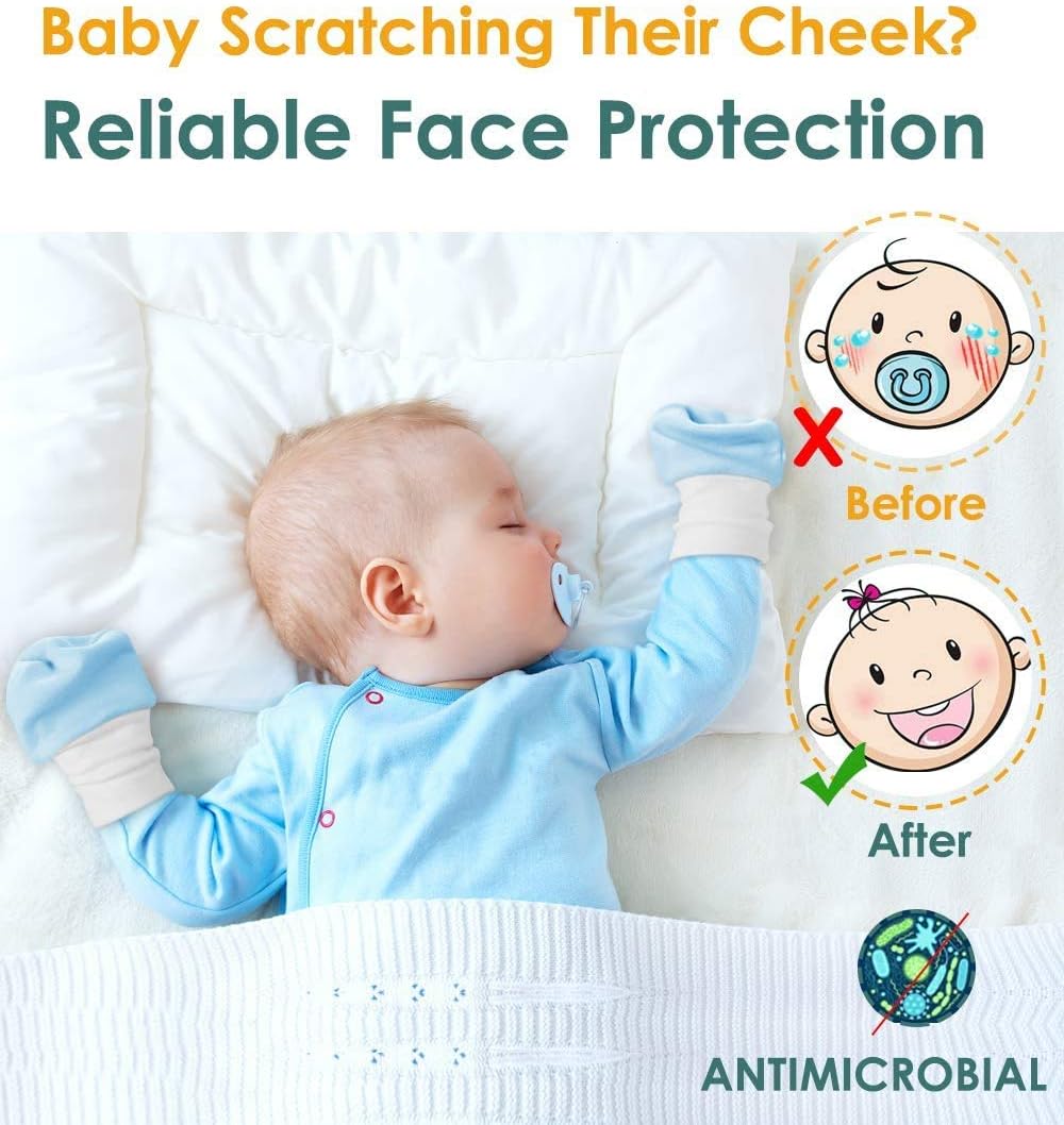 Newborn Baby Mittens Anti Scratch Baby Mittens No Scratch Mittens Baby Gloves for 0-6 Months Boys Girls(6 Pairs)