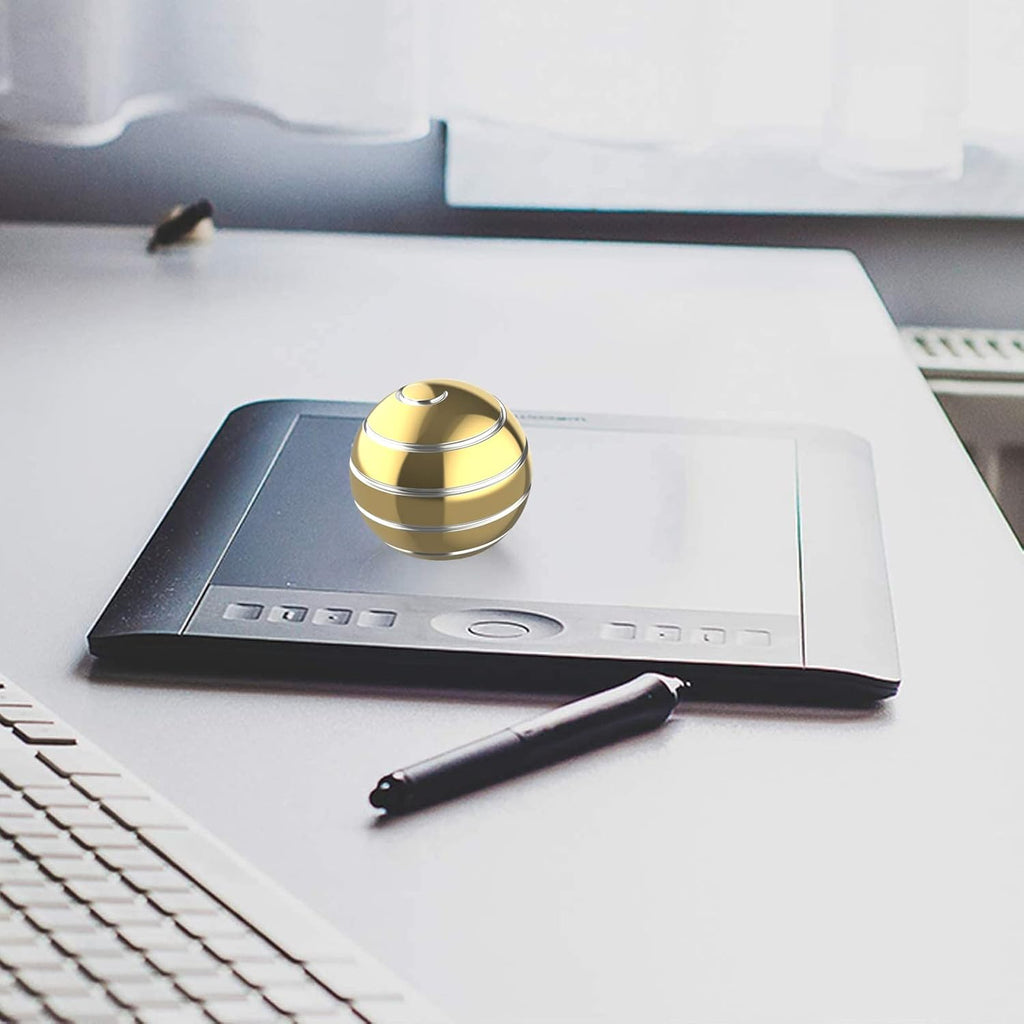 Kinetic Desk Toy Ball, 1.54'' Kinetic Desktop Spinning Toys, Optical Illusion Fidget Toys Gadgets for Adults Office Anxiety, ADHD (39MM, Gold-A)