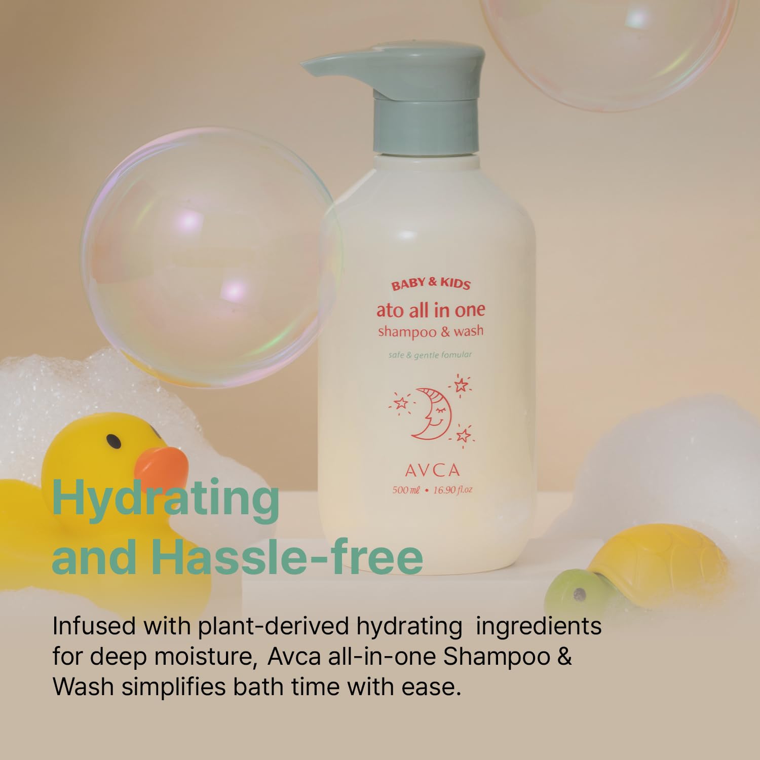 AVCA Baby & Kids All-in-One Shampoo & Wash for Sensitive Skin and Gentle Cleansing 500ml/16.90fl. oz.