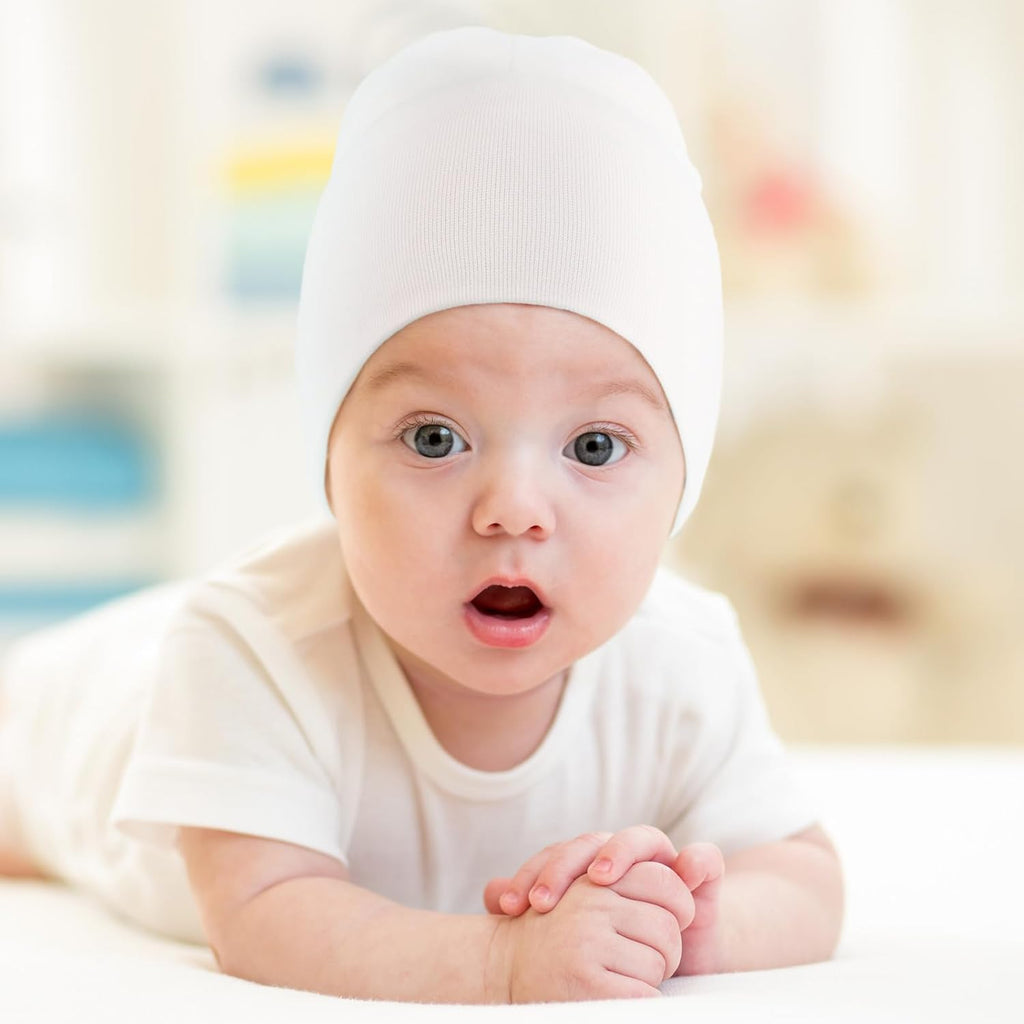 DRESHOW BQUBO 4 Pieces Baby Beanie Newborn Toddler Soft Cute Knit Hat Hospital Hats for Baby Boys Infant Cap Beanies